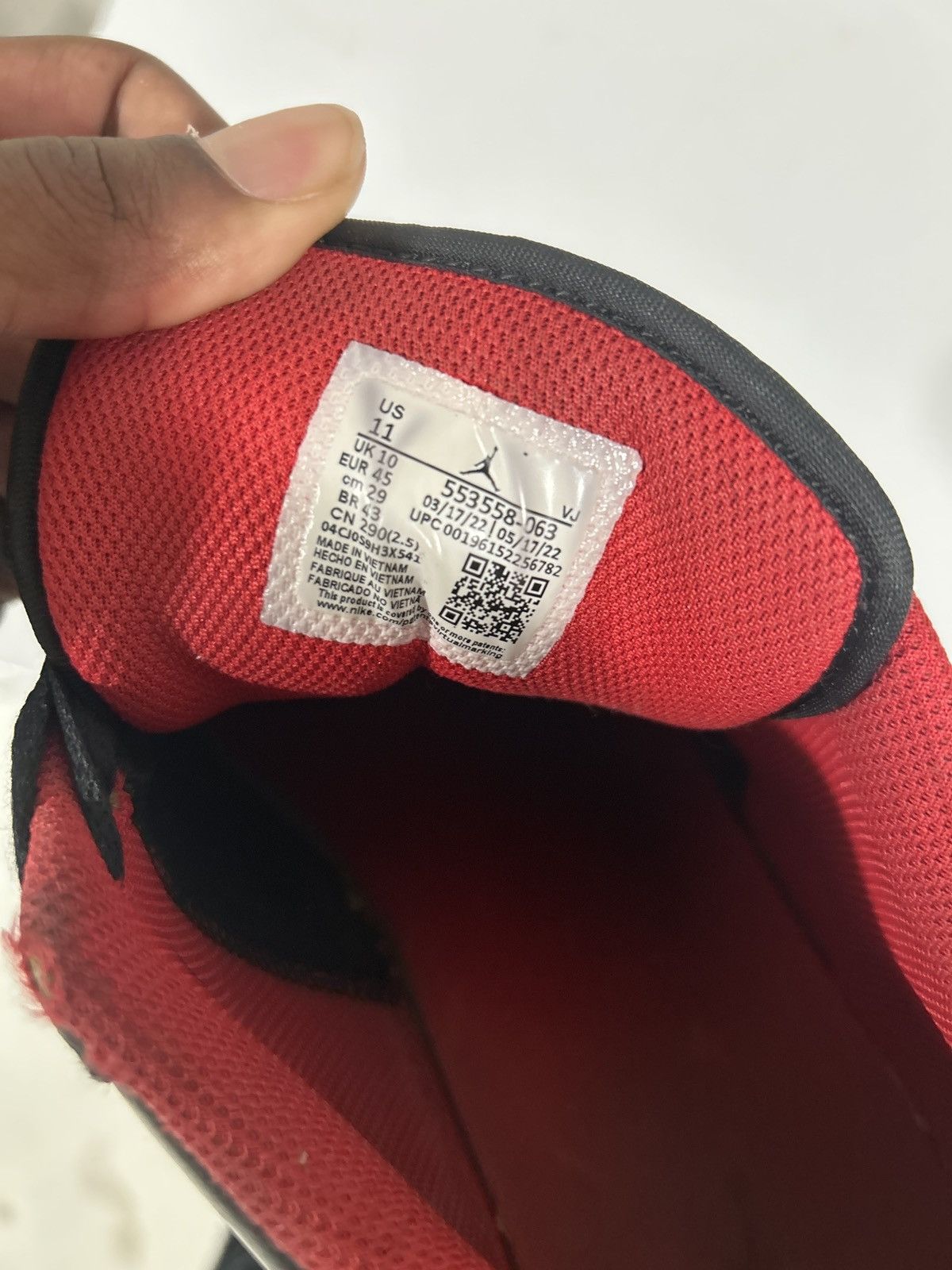 Jordan Brand RED & BLACK AIR JORDAN LOW TOP 1’s Size US 11 / EU 44 - 7 Thumbnail
