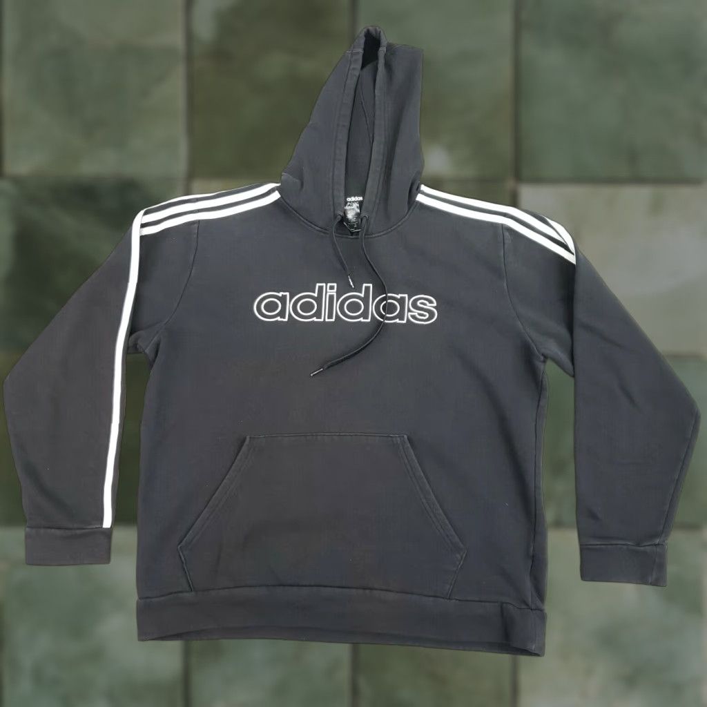 Adidas Adidas Hoodie Mens Large Black Stripes Hooded Long Sleeve Shirt Size US L / EU 52-54 / 3 - 1 Thumbnail