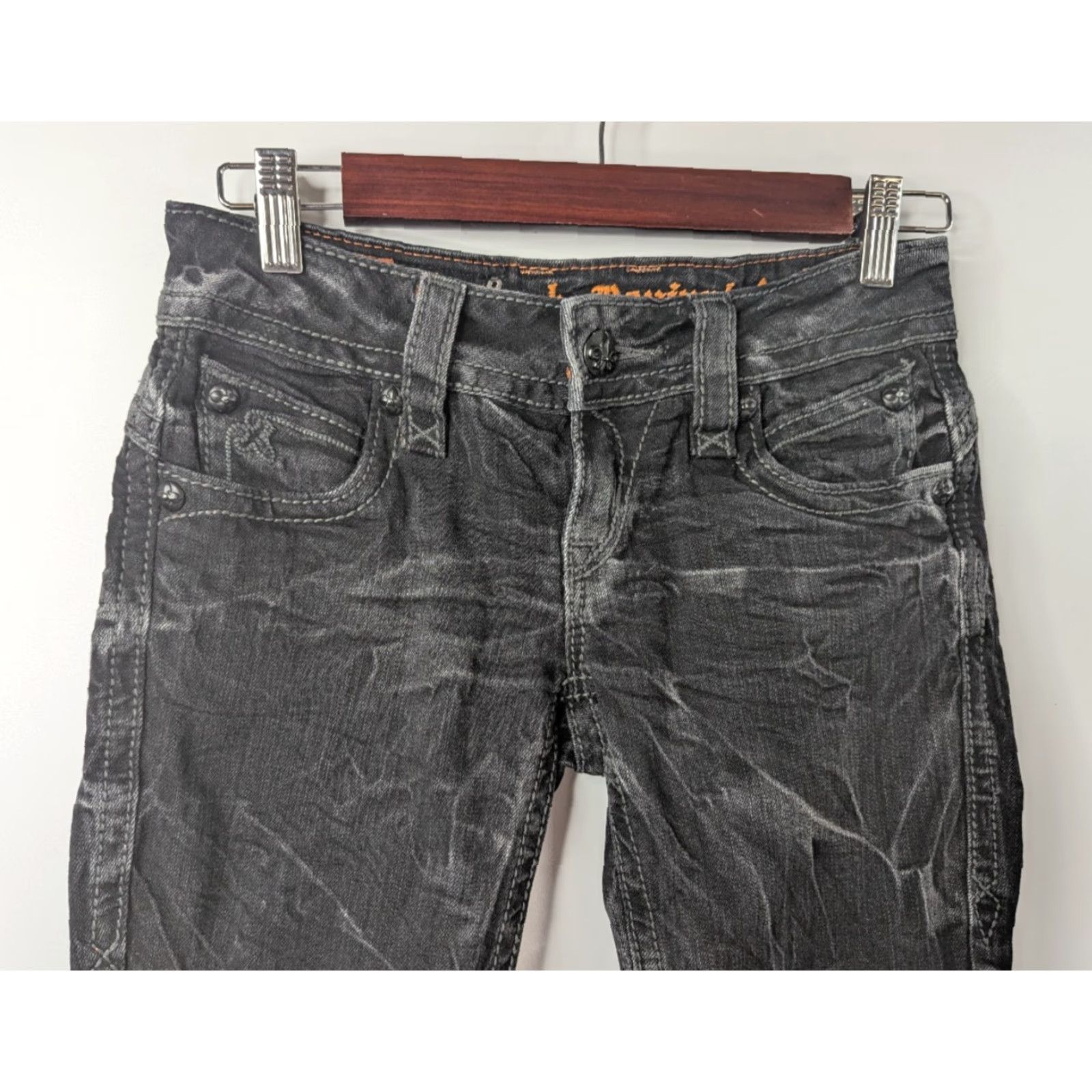 Vintage Rock Revival Rock Revival Jeans Skinny Rock Revival Pat Skinny Jeans Women’s Size 25 Low Rise Black Acid Wash RRJ8185SK Size 42" / US 20 - 3 Thumbnail