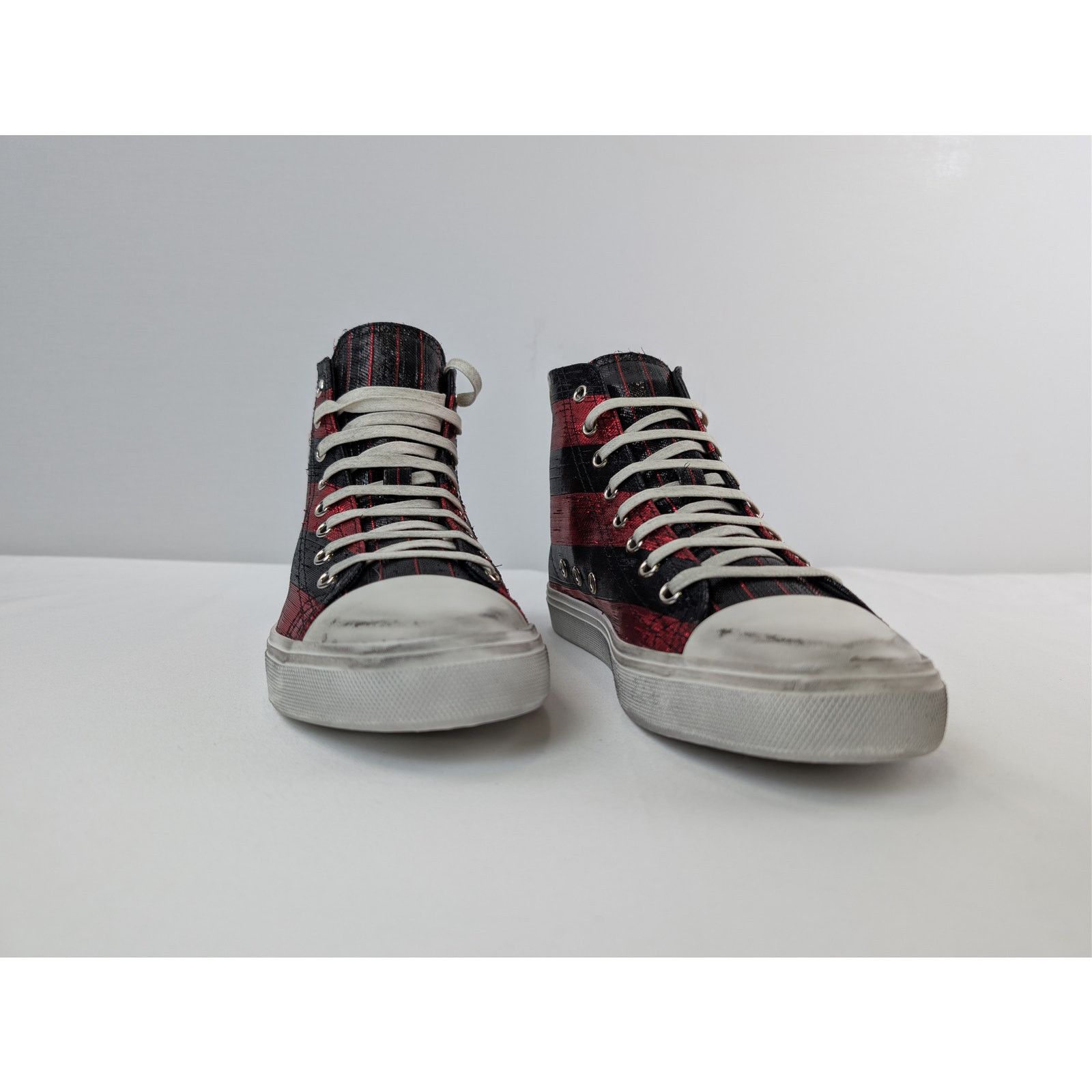 Saint Laurent Paris o1rshd1 Bedford Di Patch High-Top Sneakers in Red / Black Size US 7 / EU 40 - 5 Thumbnail
