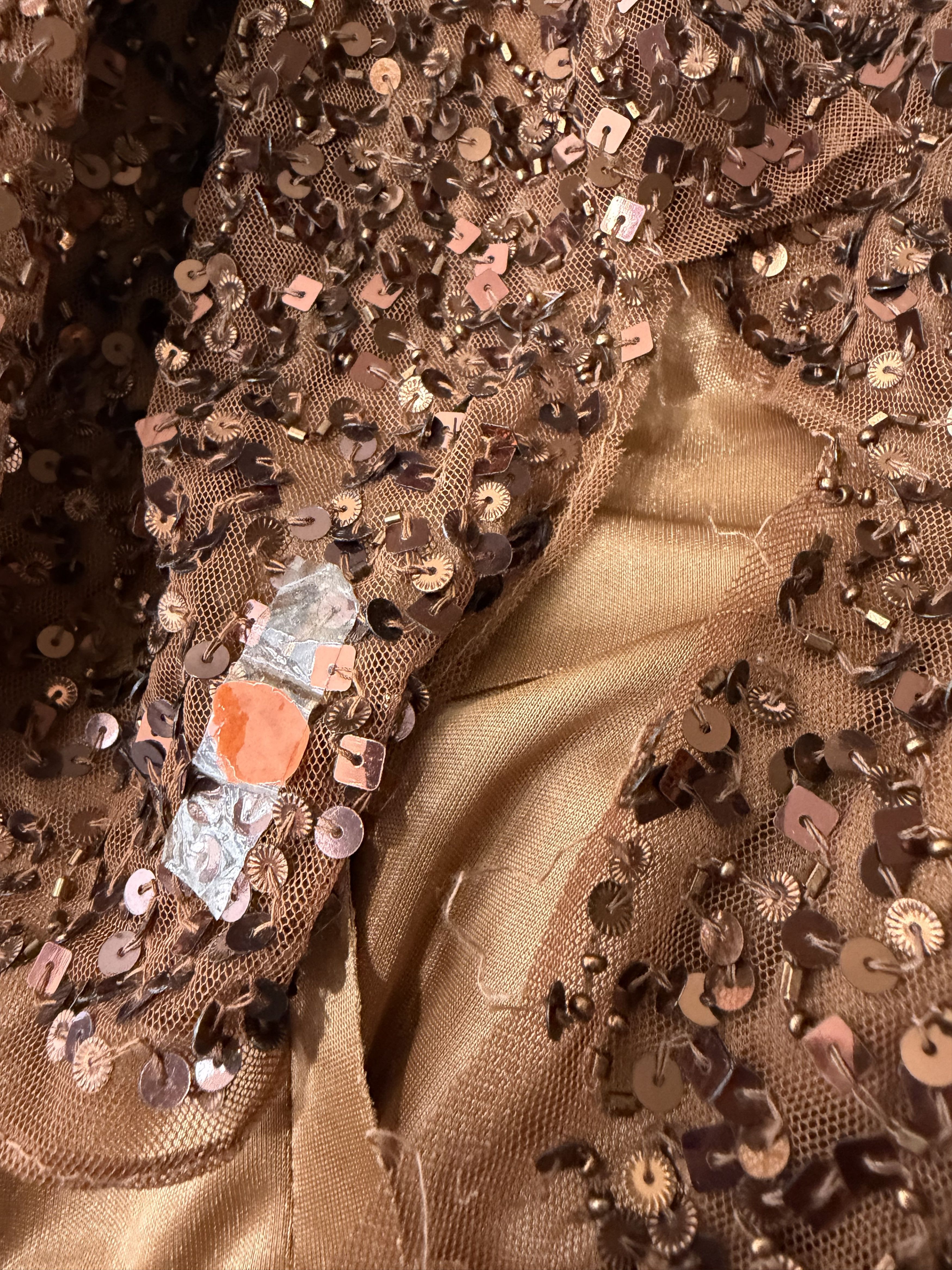 Mac Duggal Mac Duggal 5577 Copper Sequin Capelet Midi Dress Flawed Size XS / US 0-2 / IT 36-38 - 4 Thumbnail