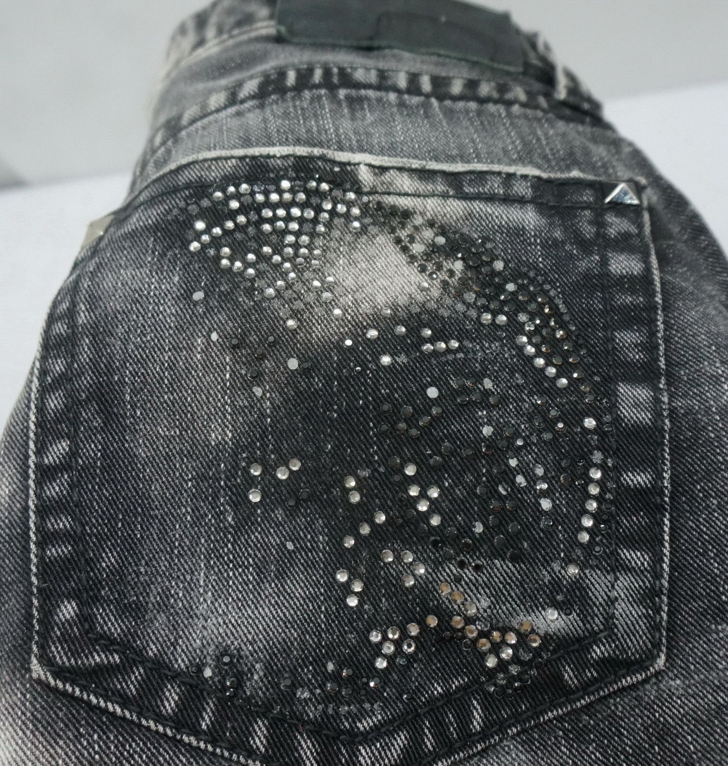 Japanese Brand XFRM Acid Wash Punk Skull Beads and Studded Jeans Size US 29 - 14 Thumbnail