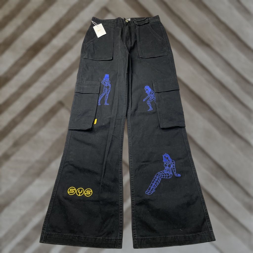 Vintage NWT Systemic Cargo Pants Black Mens Small Streetwear Pants Mens Small Black Cargo Pants NWT Systemic Mens Cargo Pants Black Streetwear Pants Size US 29 - 1 Thumbnail