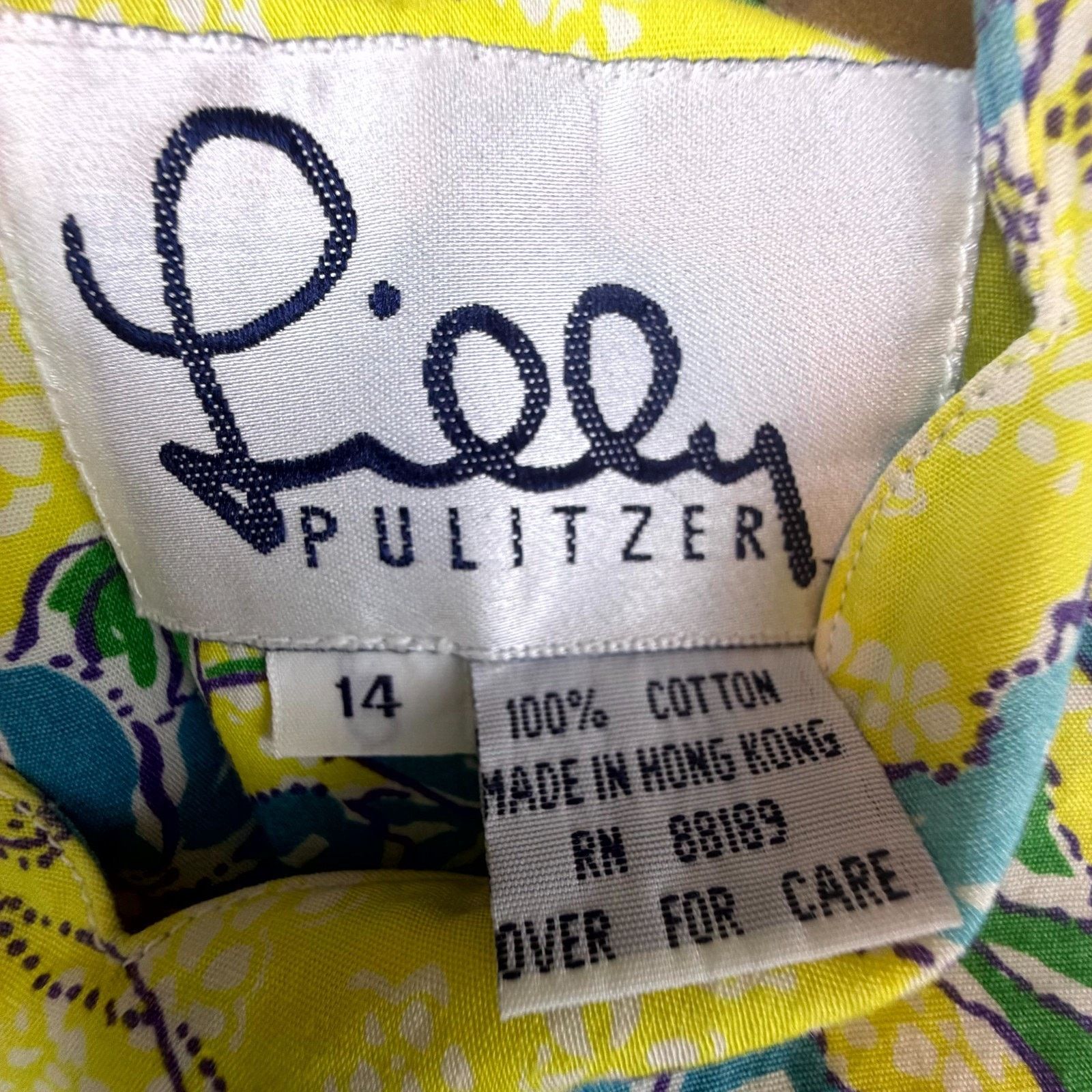 Lilly Pulitzer Vintage Lilly Pulitzer Dress 14 Yellow Blue Floral 60s Mod Size XL / US 12-14 / IT 48-50 - 5 Thumbnail