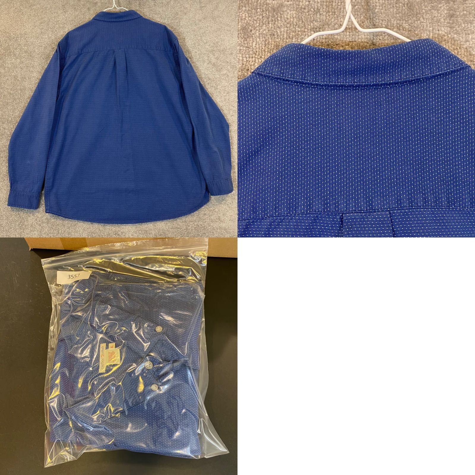 Carbon2Cobalt Carbon 2 Cobalt Shirt Mens Blue XL Micro Dot Button Down Long Sleeve Pocket Size US XL / EU 56 / 4 - 8 Thumbnail