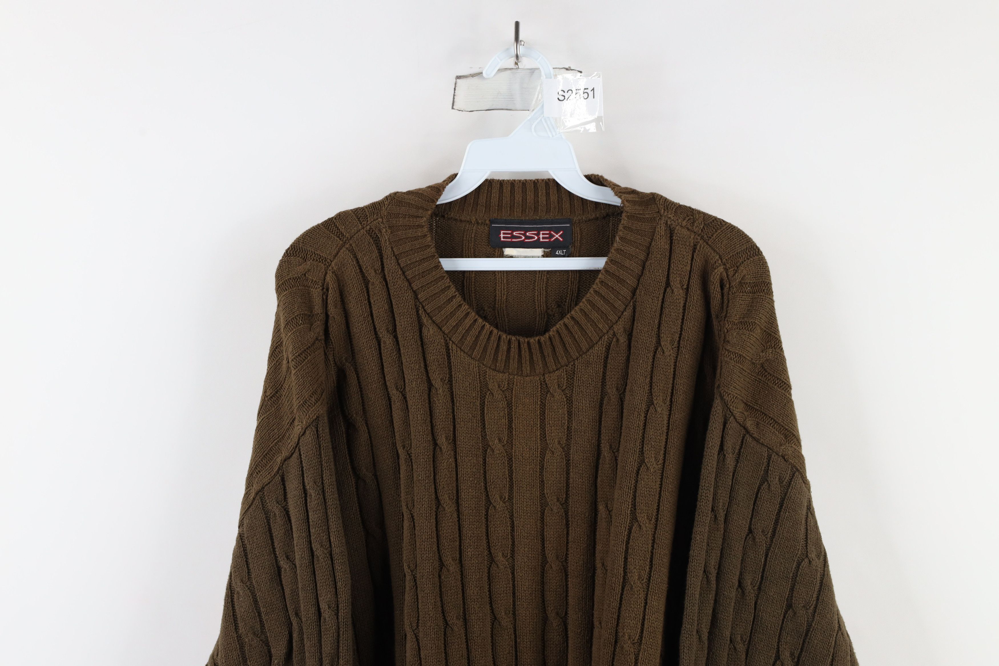 Vintage Vintage 90s Streetwear Faded Chunky Cable Knit Sweater Brown Size US XXL / EU 58 / 5 - 2 Thumbnail