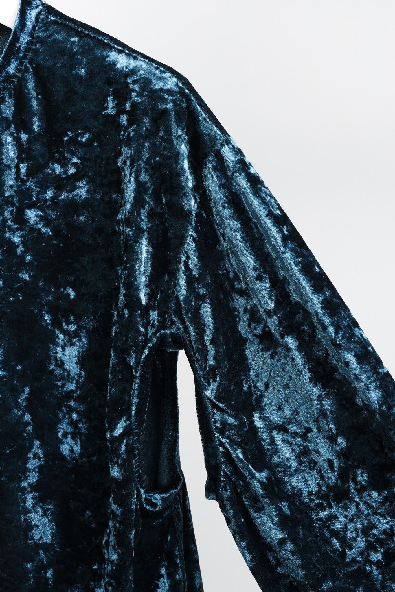 KOZABURO Kozaburo Teal Velvet Long Sleeve Cut-Outs Top Size L / US 10 / IT 46 - 5 Thumbnail