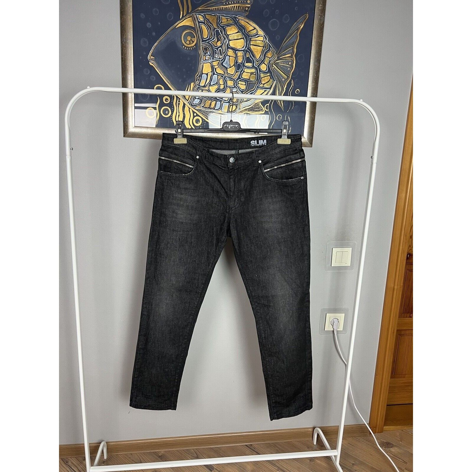 Versace MINT! Versace Collection Dark Black Men`s Slim Fit Jeans Pan Size US 36 / EU 52 - 5 Thumbnail