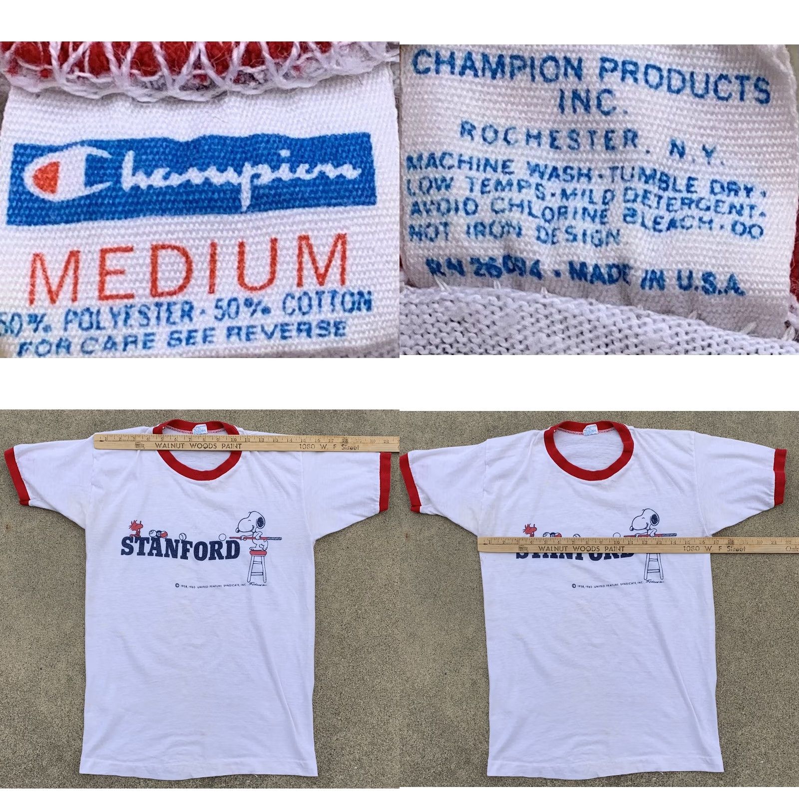 Champion VINTAGE Champion Stanford ringer tee T-Shirt Snoopy Peanuts Pool Game Champion blue bar M Mens Shirts Theme California Cartoon University Size US M / EU 48-50 / 2 - 10 Thumbnail