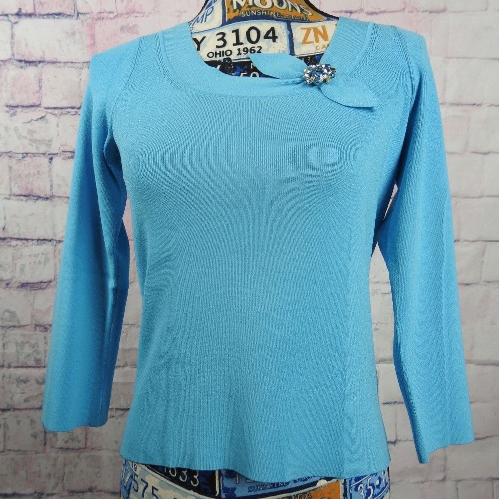 Other Sigrid Olsen Blue Long Sleeve Top Small Size XS / US 0-2 / IT 36-38 - 1 Thumbnail