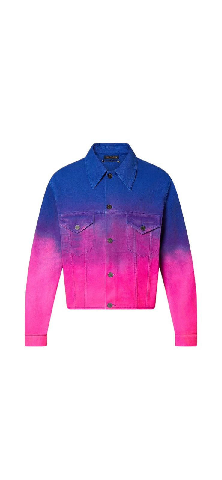 image of Louis Vuitton Cropped Gradient Denim Jacket in Blue Pink, Men's (Size Small)