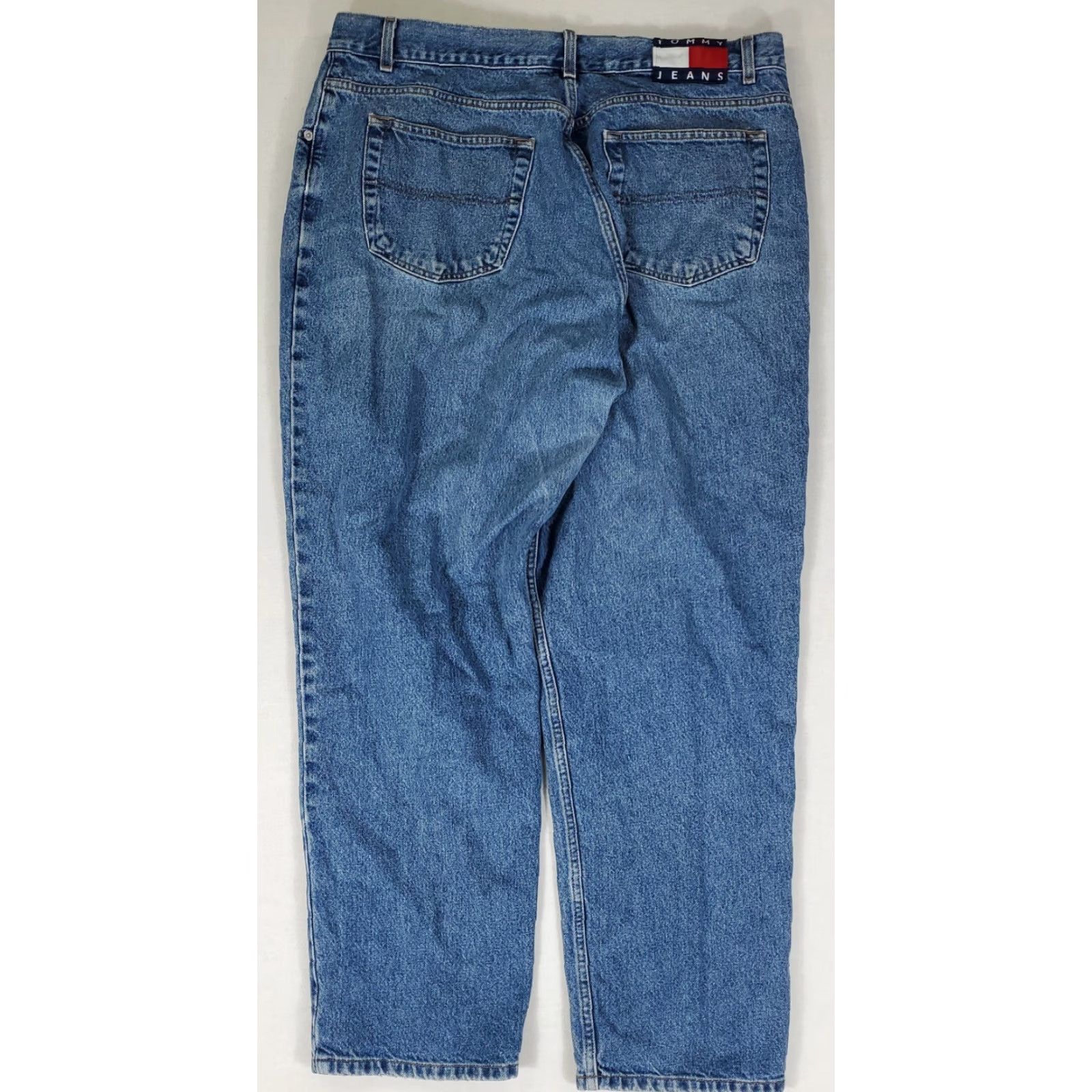 Tommy Hilfiger VINTAGE Tommy Hilfiger Jeans Baggy Wide-Leg Mens 38x30 Blue 90s Y2K Size US 38 / EU 54 - 4 Thumbnail