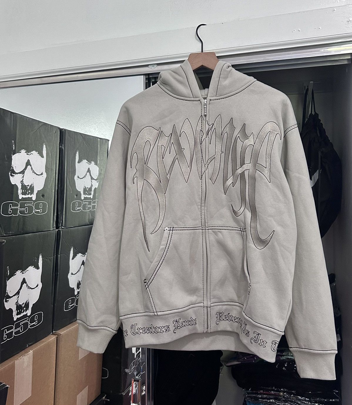 Grey revenge hoodie sale