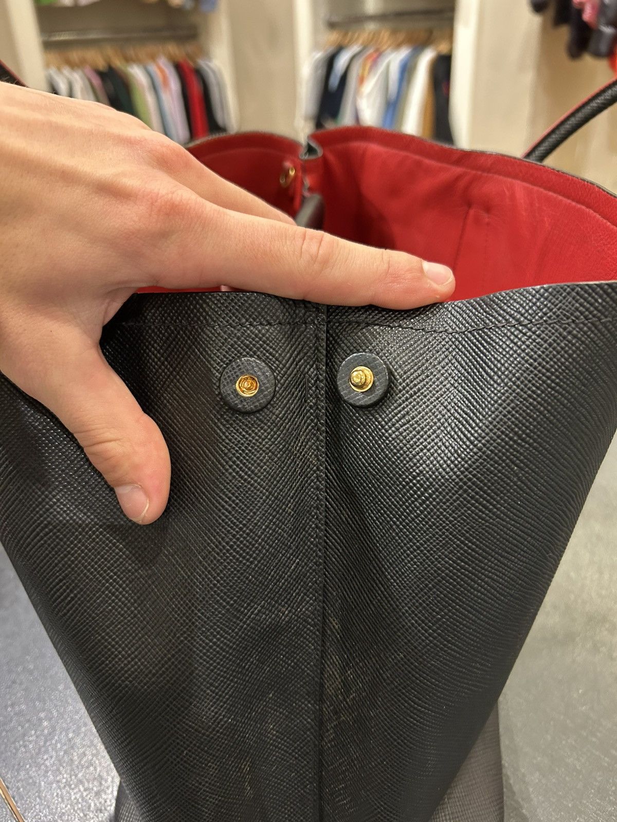 Prada Prada Saffiano Medium Leather Double Tote Bag Size ONE SIZE - 8 Thumbnail