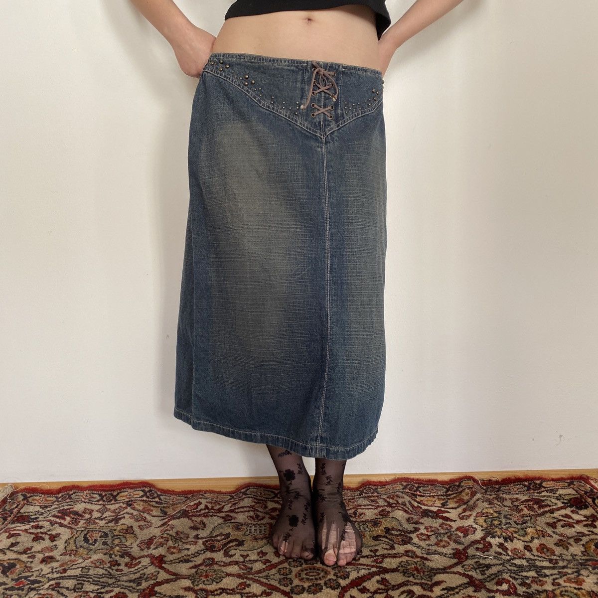 Vintage Vintage denim blue maxi skirt Size 28" / US 6 / IT 42 - 1 Thumbnail