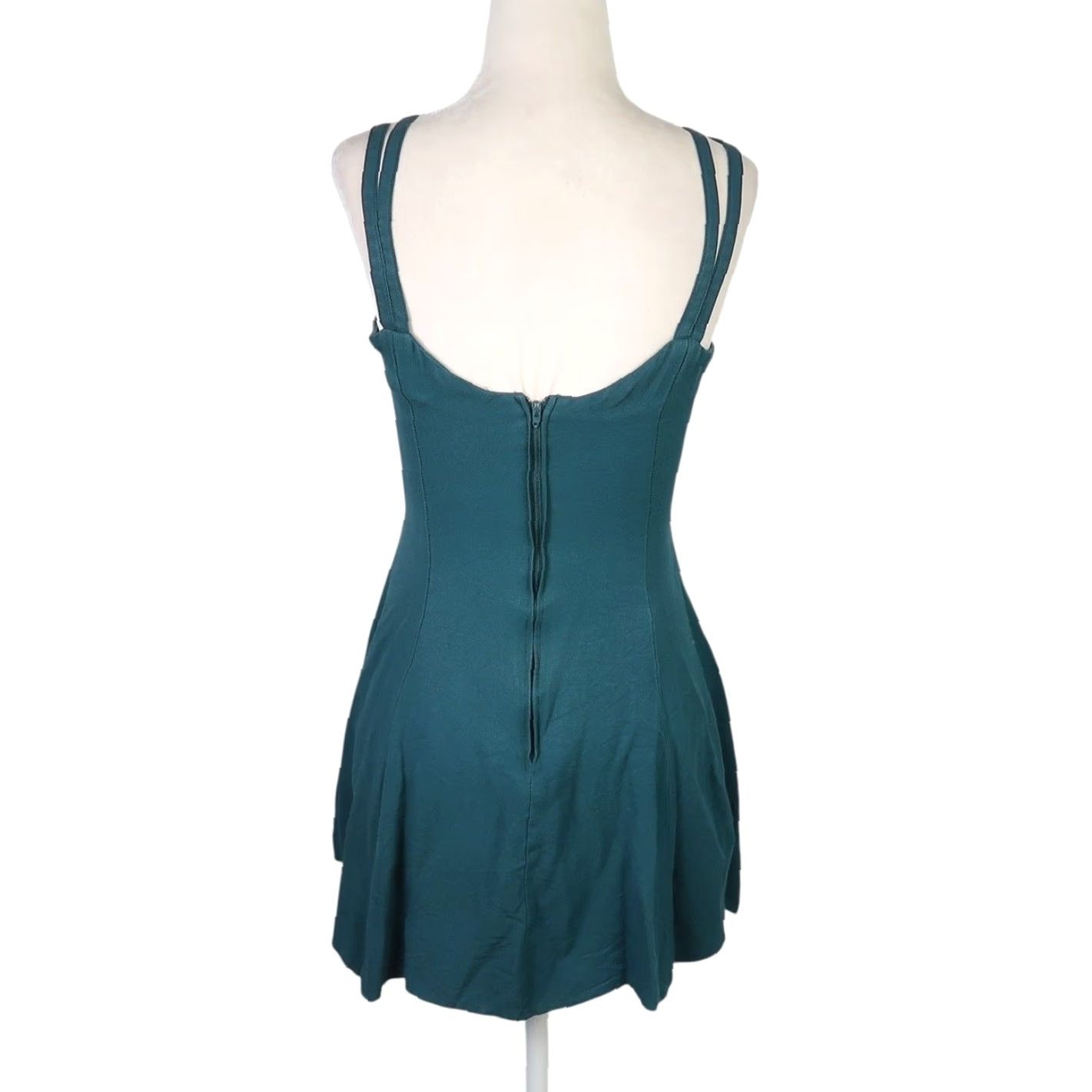 Vintage VINTAGE Jay Jacobs Dress Mini Twirl Dark Green XS Dress Sleeveless 90s 80s Party/Cocktail Casual Fit & Flare Zip Back Women's Seventh? Size XS / US 0-2 / IT 36-38 - 4 Thumbnail