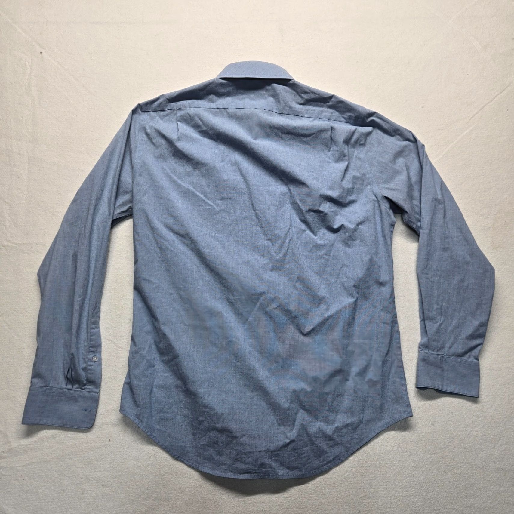 George VINTAGE? No. George Shirt Adult Men M Blue Long Sleeve Button-Up 38-40 Cotton Polyester Casual Classic, Easy Care Mens Size US M / EU 48-50 / 2 - 7 Thumbnail