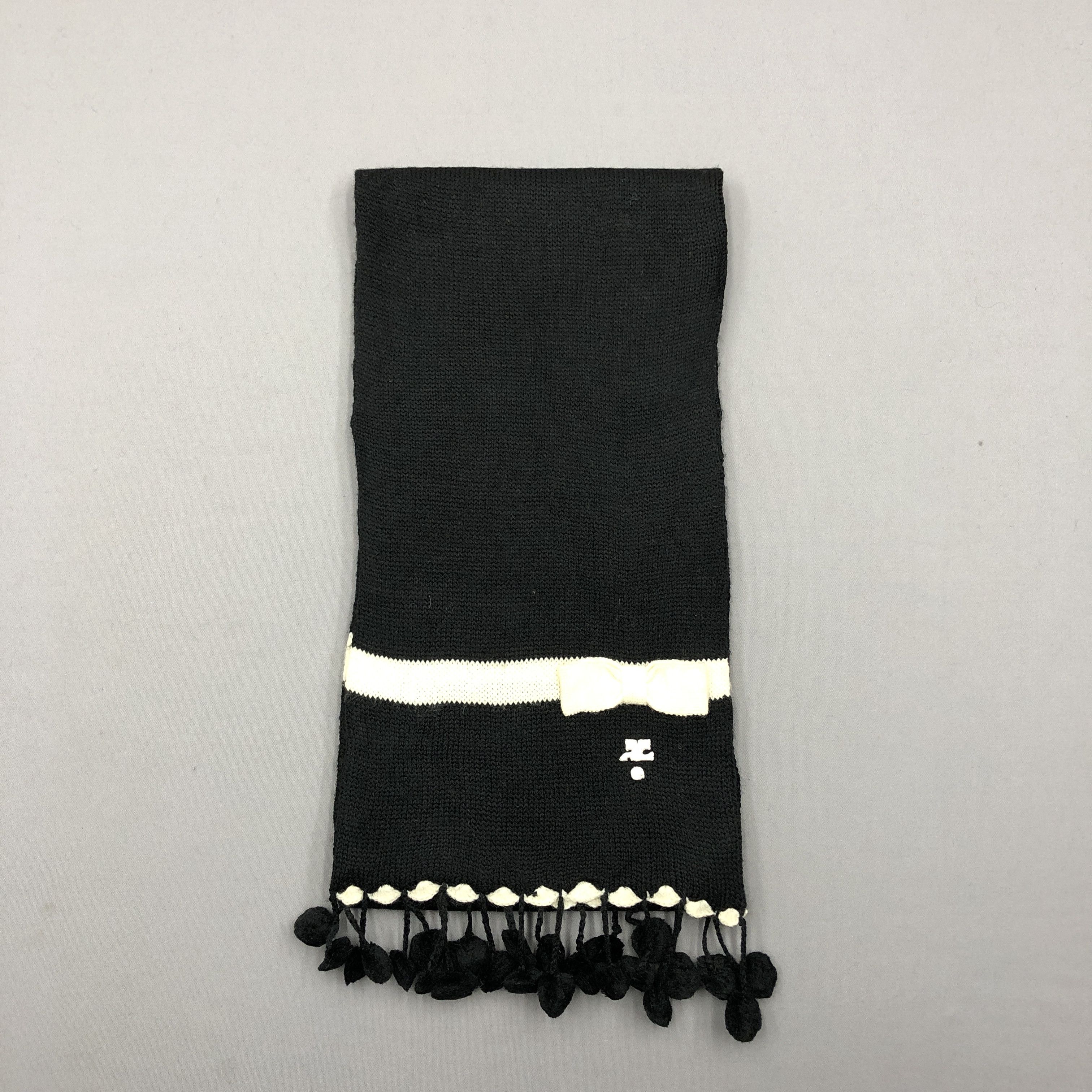Courreges Vintage Courreges Scarf Ribbed Knit Wool Ribbon Scarves Size ONE SIZE - 2 Thumbnail