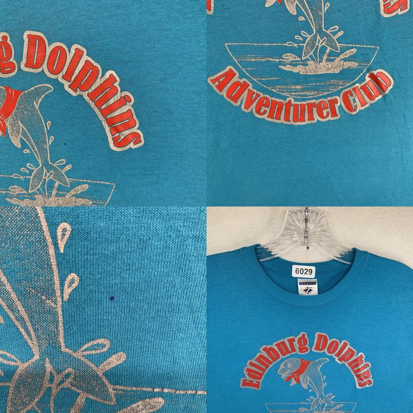 Jerzees VINTAGE JERZEES Blue Graphic T-Shirt Mens Medium Edinburg Dolphins Adventurer Club 90s Retro Animal Lovers Size US M / EU 48-50 / 2 - 8 Thumbnail