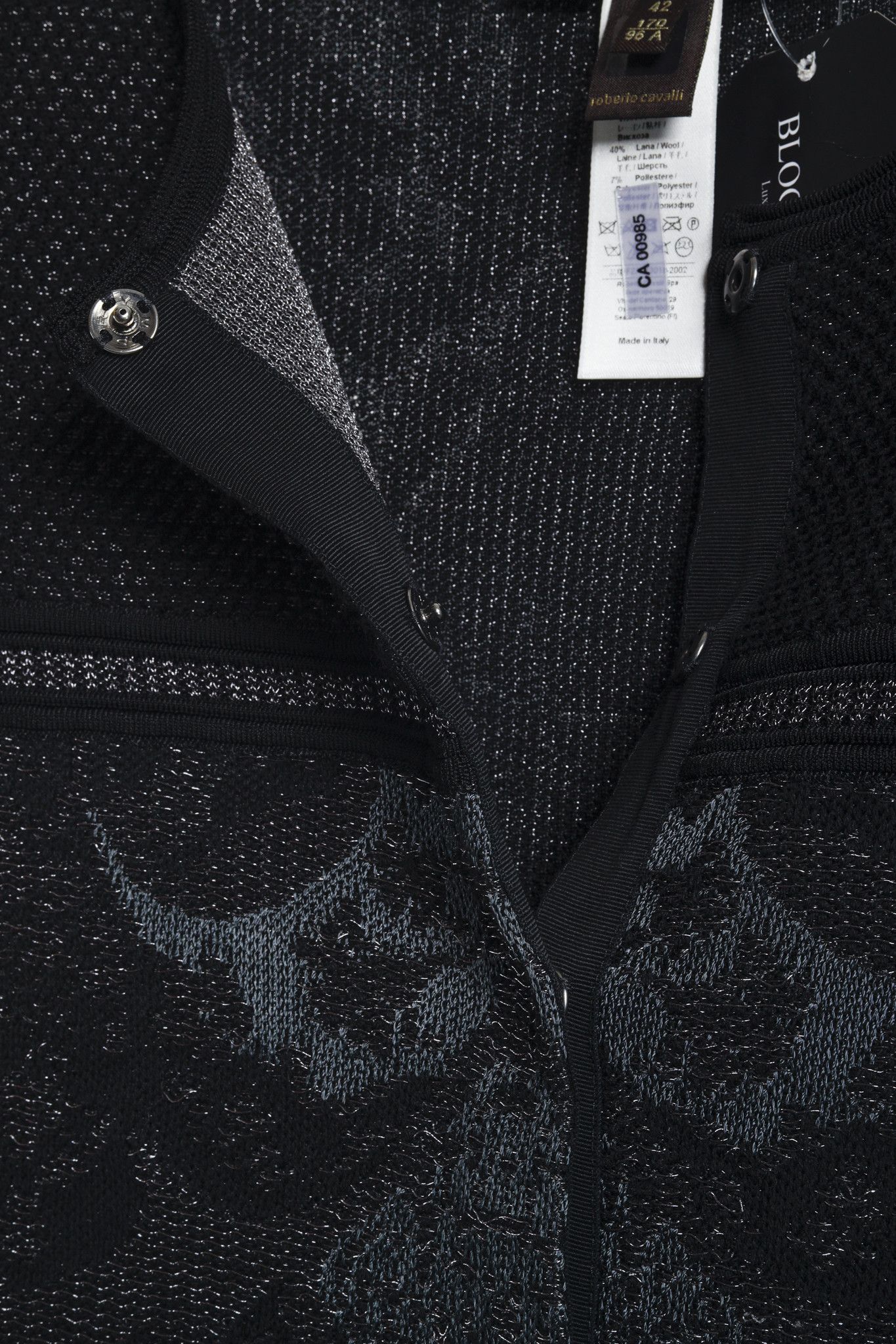 Roberto Cavalli Roberto Cavalli Black Metallic Knit Cardigan Size M / US 6-8 / IT 42-44 - 9 Thumbnail