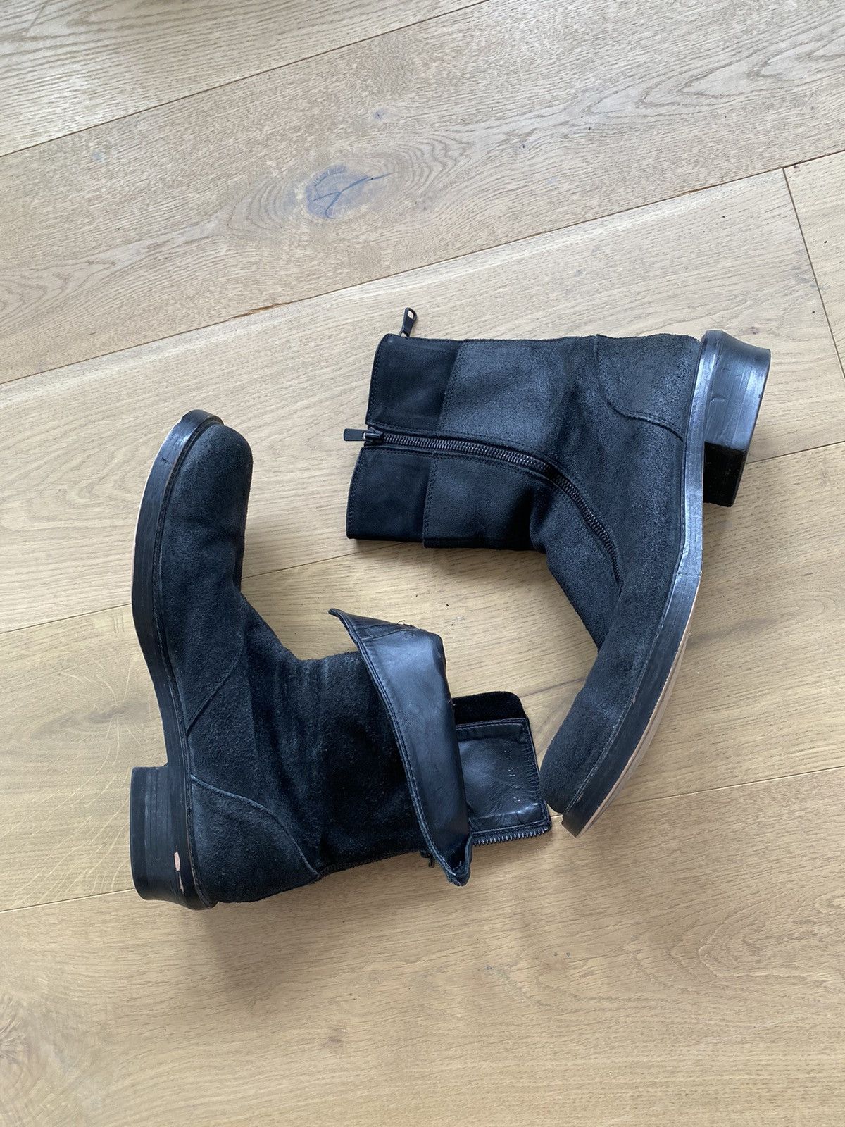 Tornado Mart Tornado Mart Blistered leather double zip boots | Grailed