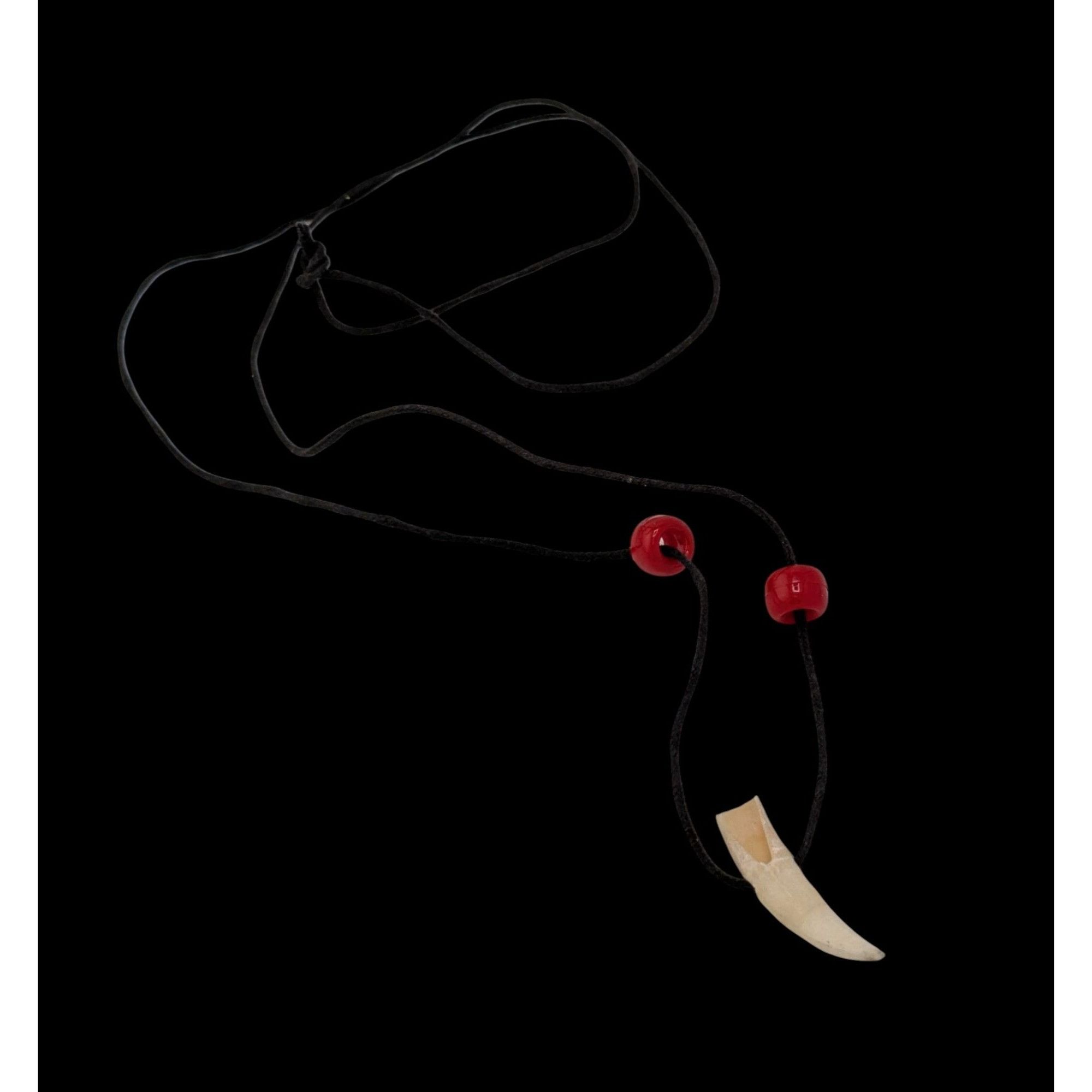 Handmade Handmade Tooth Pendant Necklace With Red Beads Size ONE SIZE - 3 Thumbnail