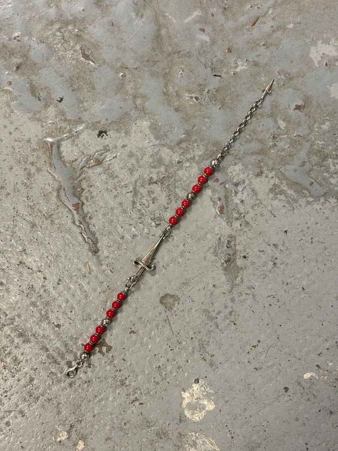 Vintage Cesare Paciotti Red Beaded Cross Charm Bracelet Size ONE SIZE - 7 Thumbnail