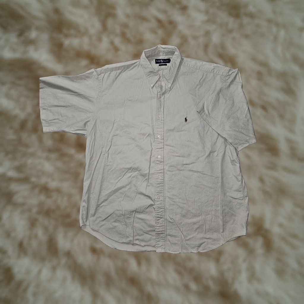 Ralph Lauren Ralph Lauren Shirt Mens 2XL Beige Button-Down Short Sleeve Pony Logo Cotton Twill Size US XXL / EU 58 / 5 - 1 Thumbnail