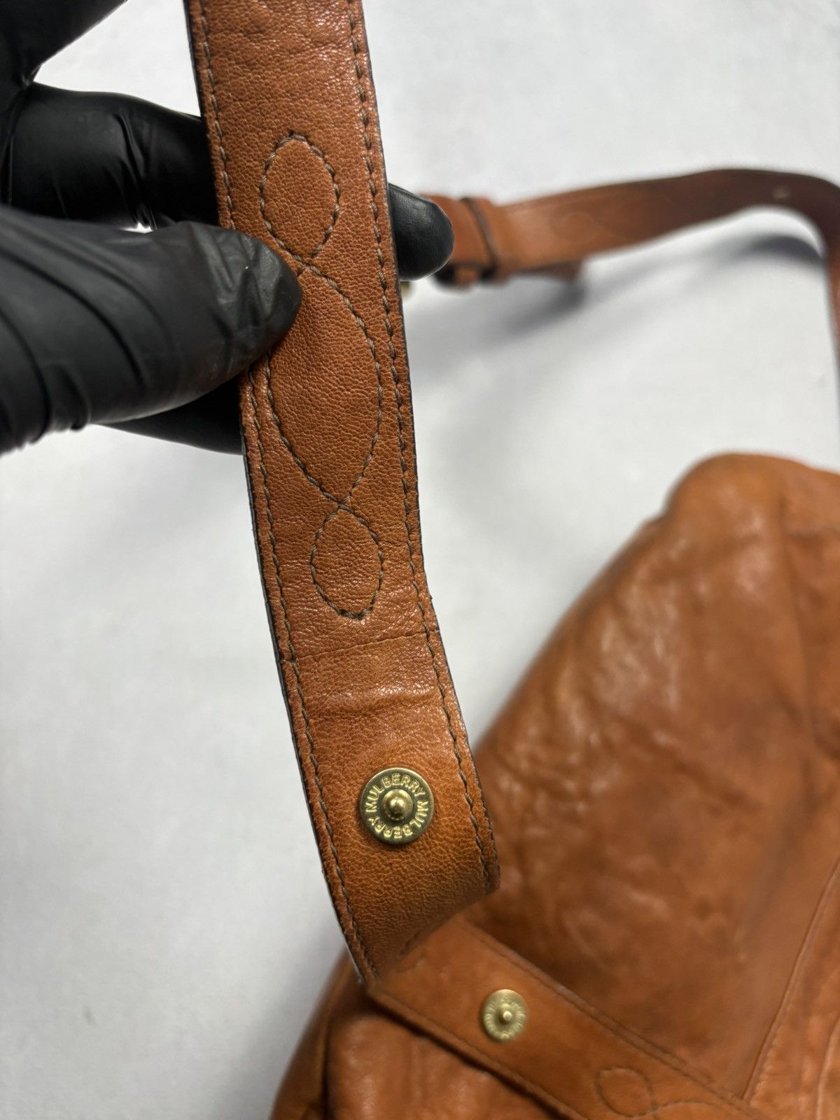 Mulberry Mulberry Vintage Brown Leather Crossbody Bag Brass Plaque Size ONE SIZE - 11 Thumbnail