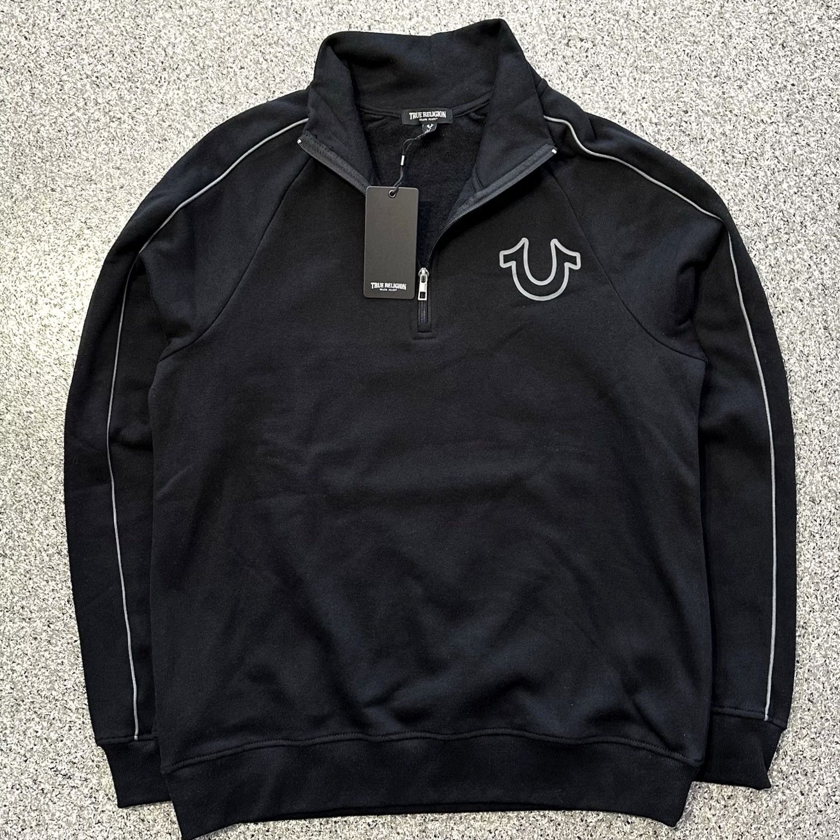 True Religion True Religion Quarter Zip Shirt Mens L Black 1/4 Zip Pullover Sweater Long Sleeve Size US L / EU 52-54 / 3 - 2 Thumbnail