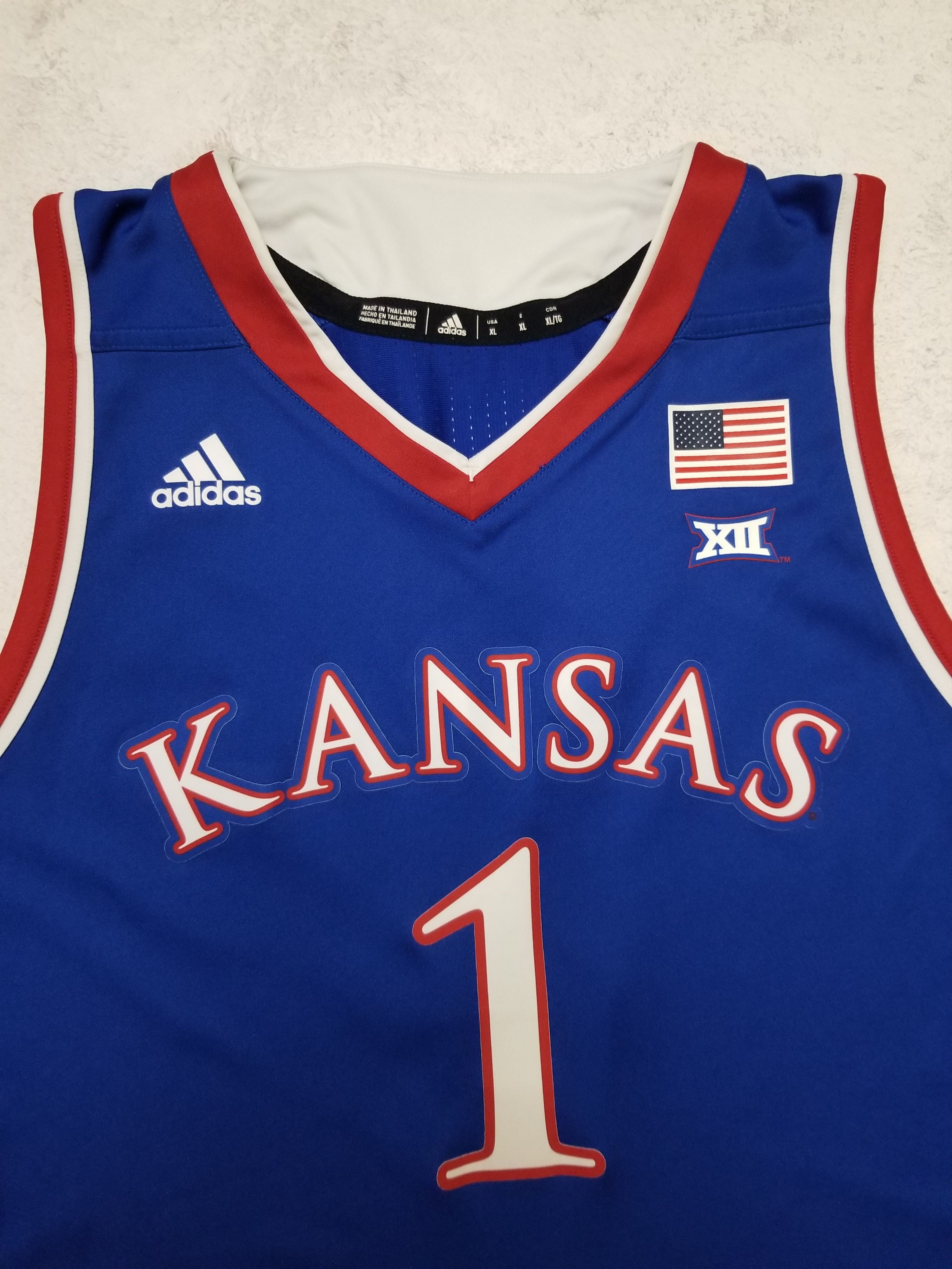 Adidas Kansas Jayhawks NCAA Basketball Jersey Size US XL / EU 56 / 4 - 19 Thumbnail