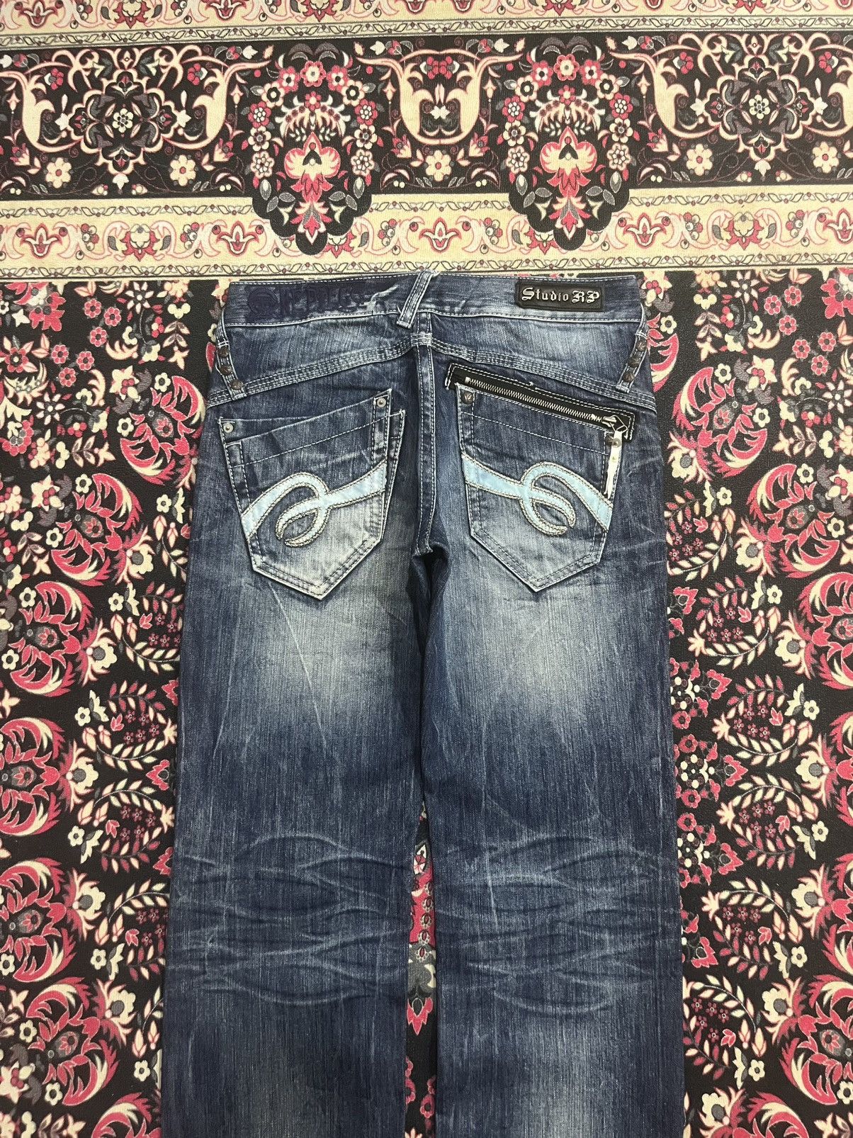 Bounty Hunter Studio RP “One Piece Luffy & Nakama” Blue Thunder Rip Jeans Size US 30 / EU 46 - 8 Thumbnail