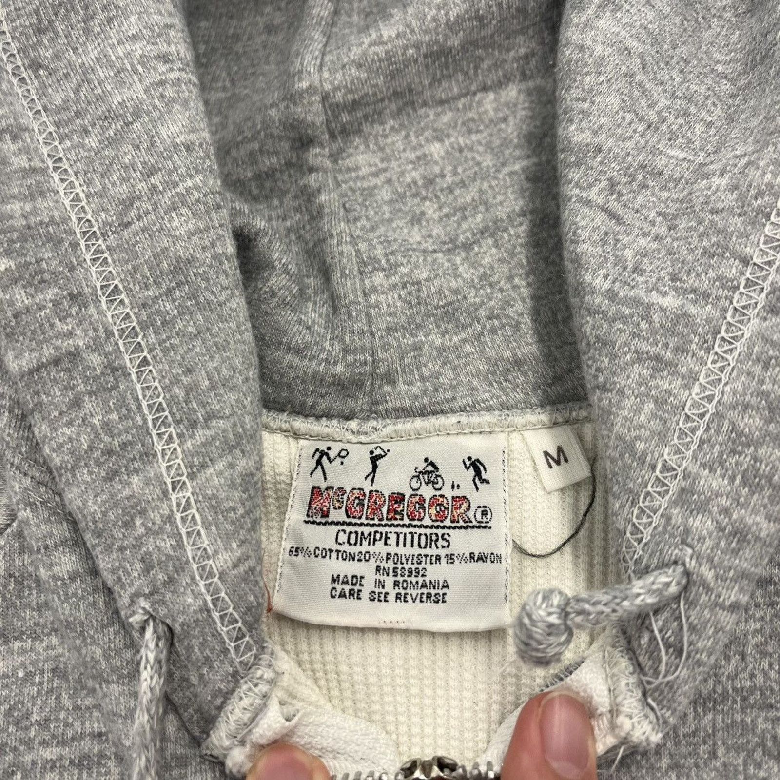 McGregor Vintage 80s McGregor Grey Thermal Lined Zip Up Hoodie Size US S / EU 44-46 / 1 - 5 Thumbnail