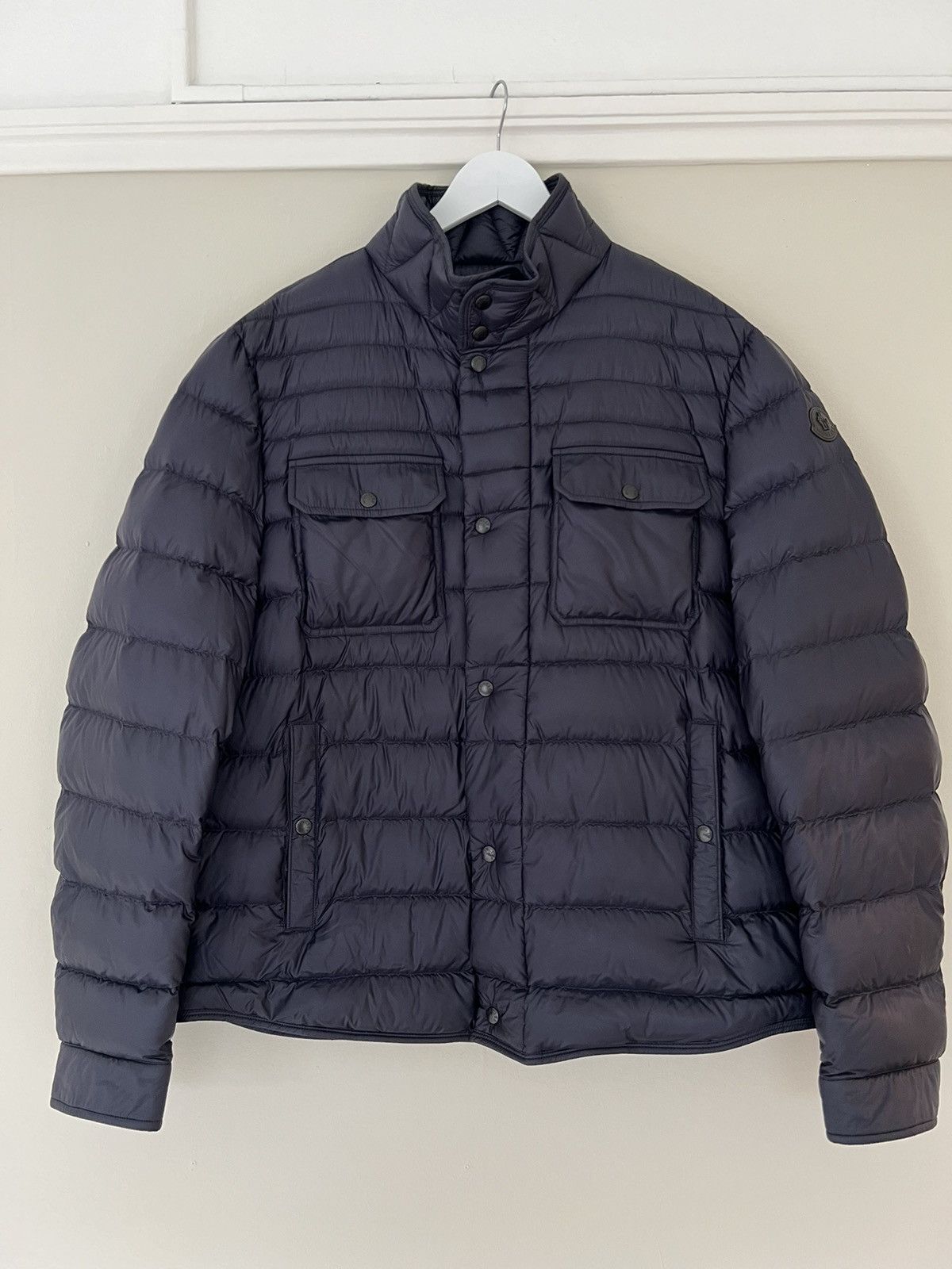 Image of Moncler Size 7 Dark-Navy Forbin Giubbotto Jacket in Dark Navy, Men's