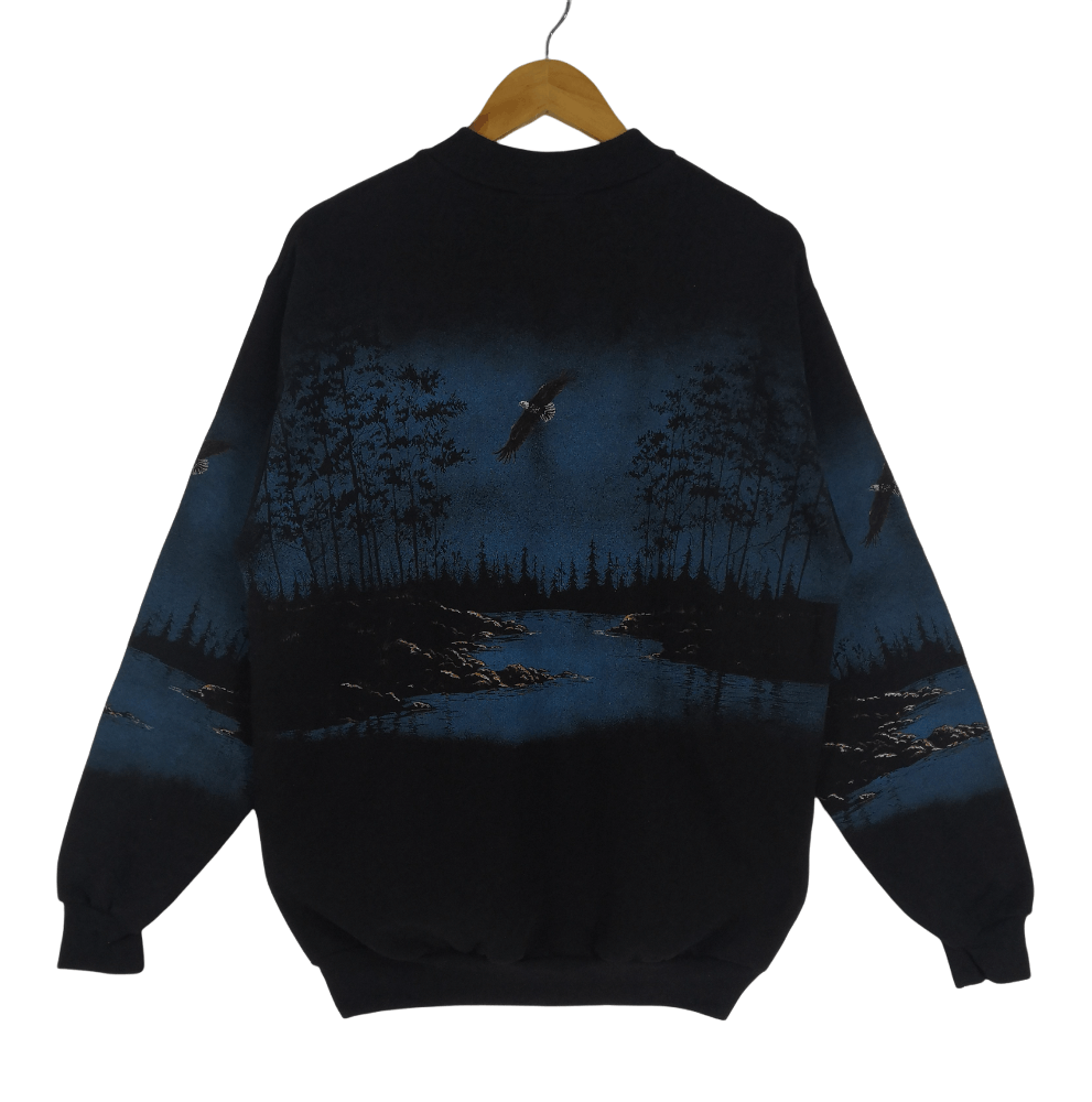 Vintage Vintage 90s Habitat Art Sweatshirt Eagle Overprint Sweater Size US L / EU 52-54 / 3 - 3 Thumbnail