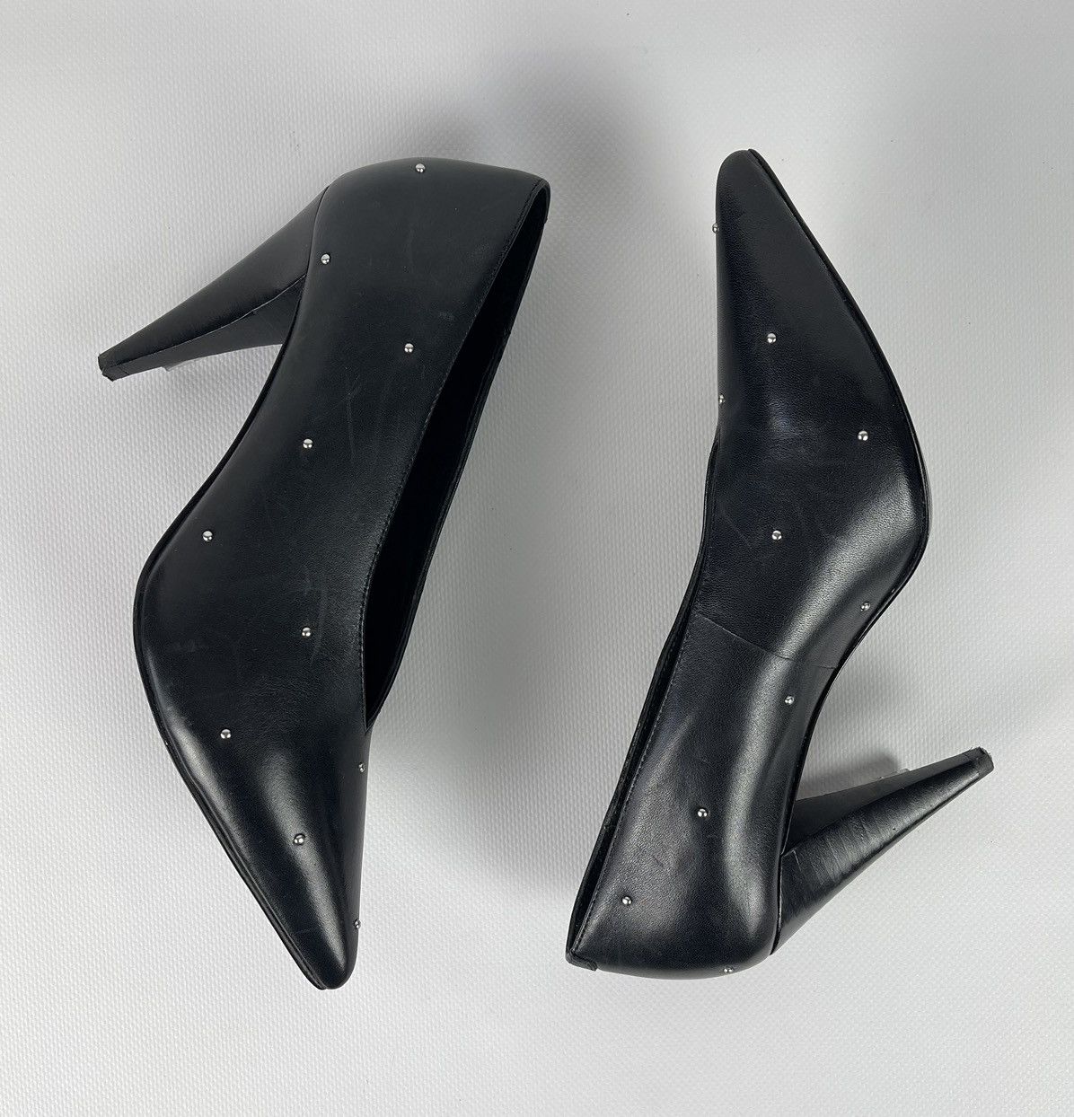 Designer ALLSAINTS Adrianna Court Shoes Platform Heels Leather Black Size US 7 / IT 37 - 7 Thumbnail