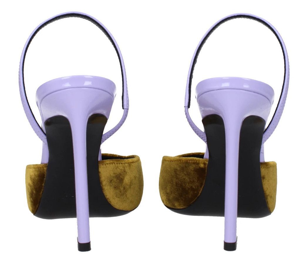 Saint Laurent Paris o1b1hav111224 Blade 105 Sc Vel P/v Mules Dark Golden & Lilac Size US 9 / IT 39 - 6 Thumbnail