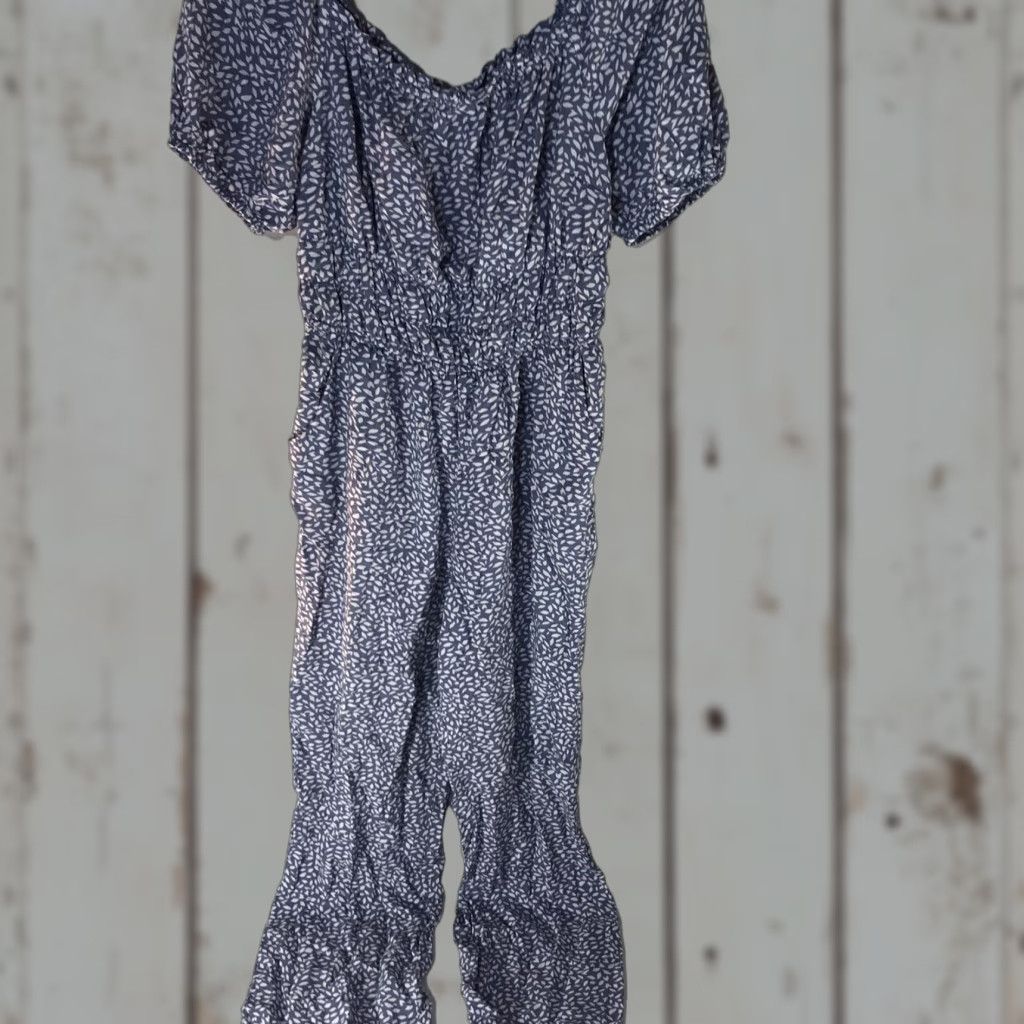 Vintage SINCERELY JULES Scoop Neck Ruffle Romper Womens Size M Blu/Wht Comfort Casual Size 32" / US 10 / IT 46 - 1 Thumbnail