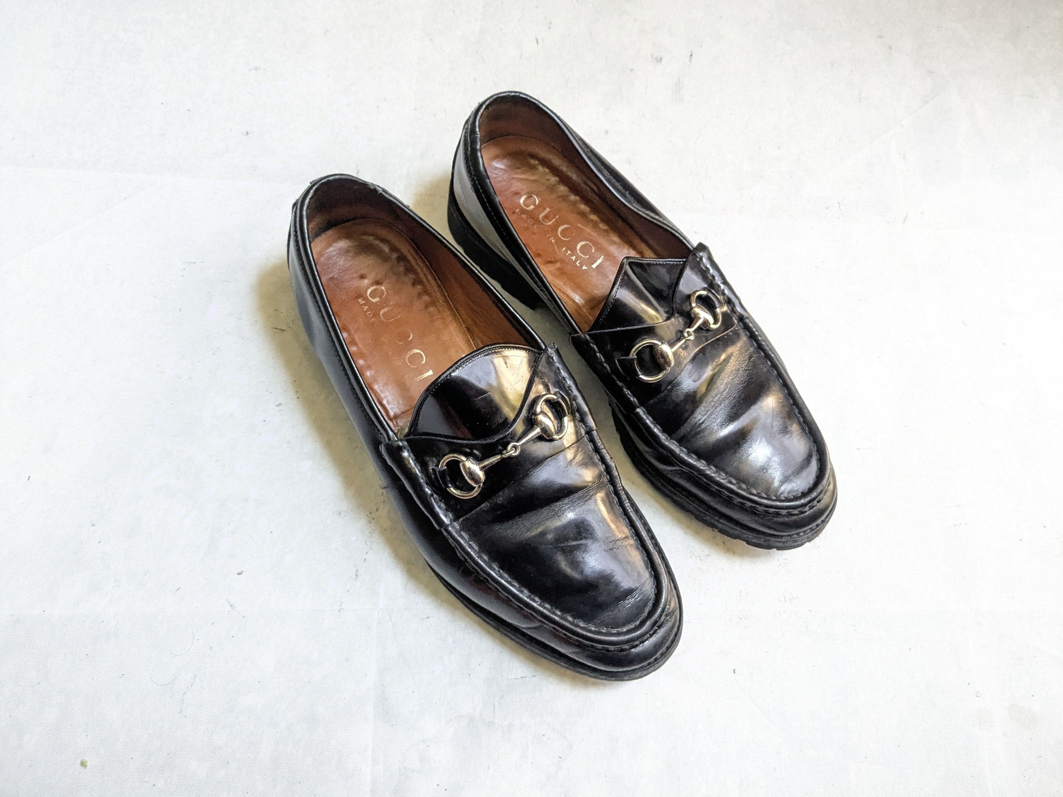 Men\'s Gucci Horsebit Slip On Moccasins Loafers Shoes Size 8.5 UK/9 US Black Gucci Black Horse Leather Lizard Geometric G Loafers – Dellamoda main image 2