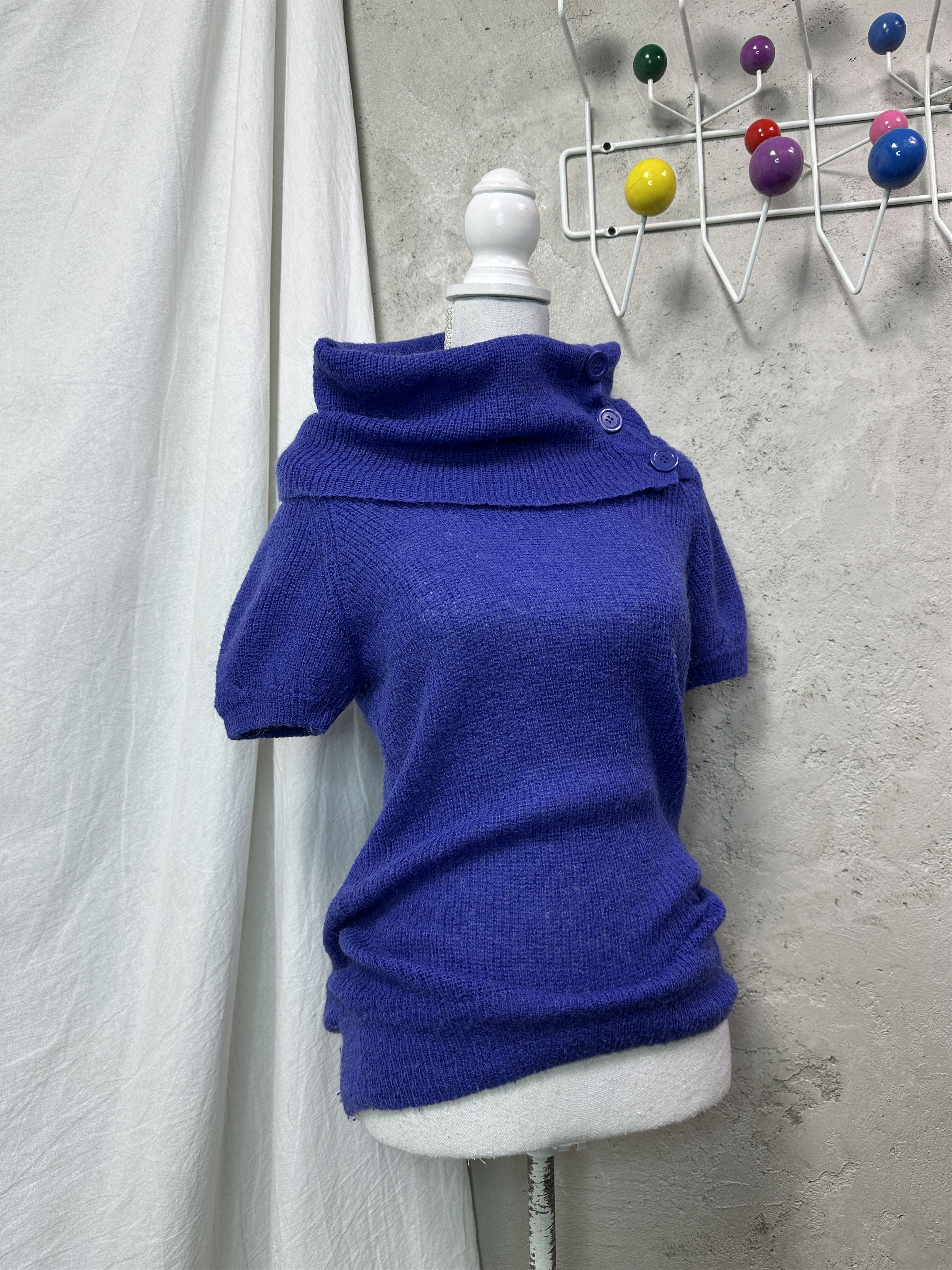 Vintage Vintage Mohair Violet Fitted Big Collar Buttoned Sweater 00s Size M / US 6-8 / IT 42-44 - 1 Thumbnail