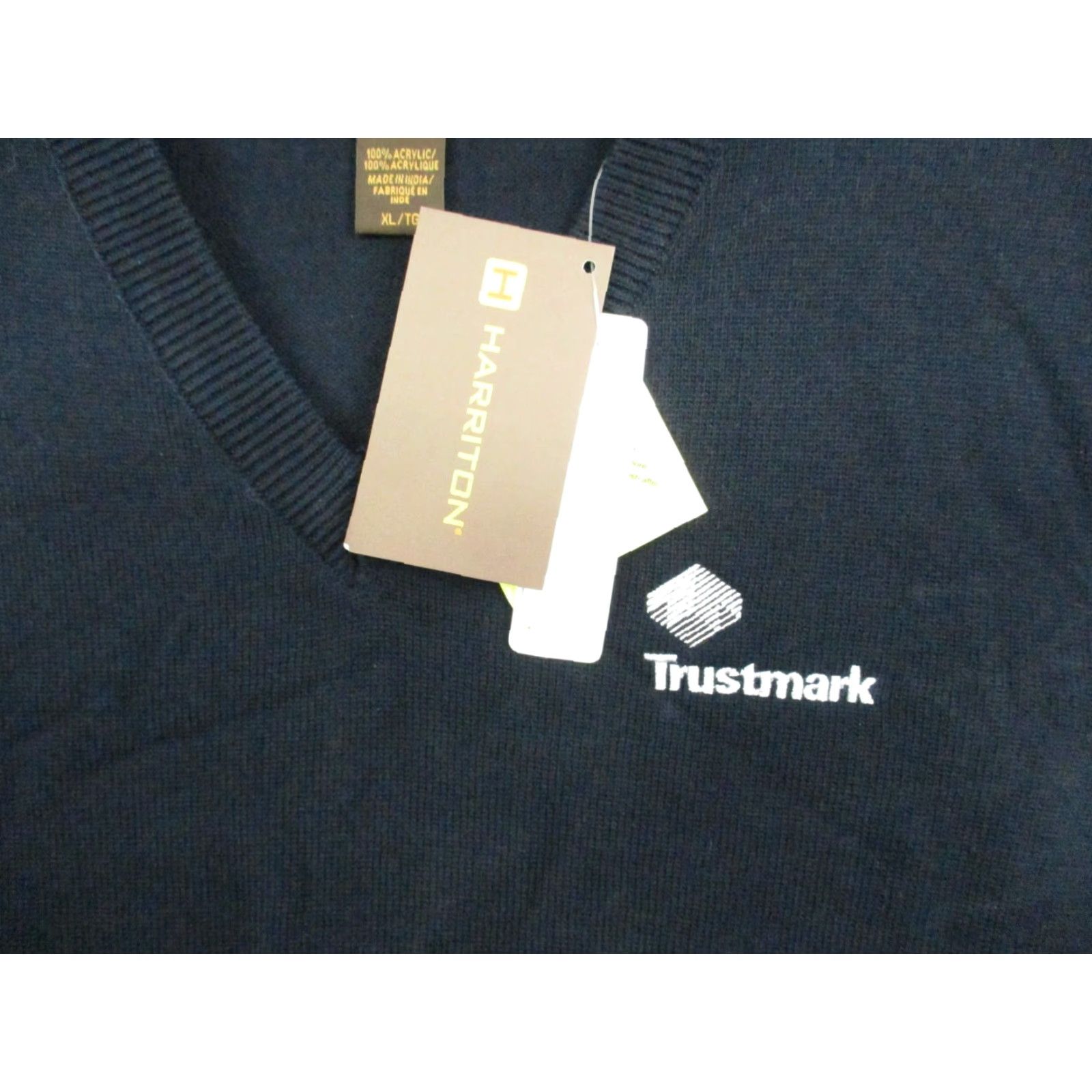 Vintage Harriton Mens Sleeveless Sweater Vest XL Trustmark Navy Blue TG NWT Embroidered Logo Size US XL / EU 56 / 4 - 2 Thumbnail