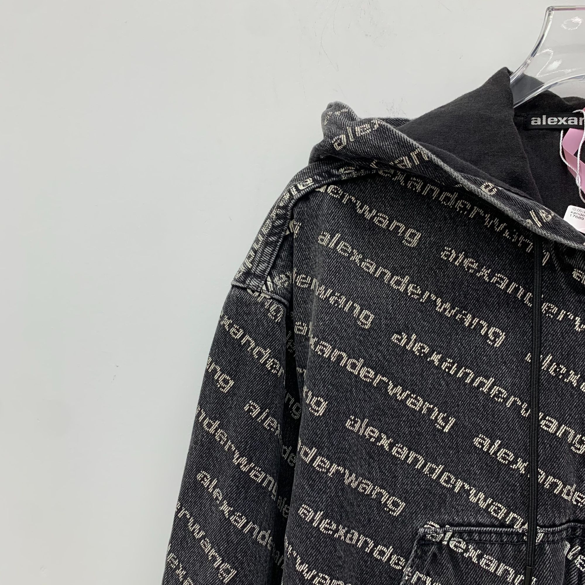 Alexander Wang Alexander Wang Black & Gray Logo Print Cotton Hooded Zipper Size XXS / US 00 / IT 34 - 7 Thumbnail