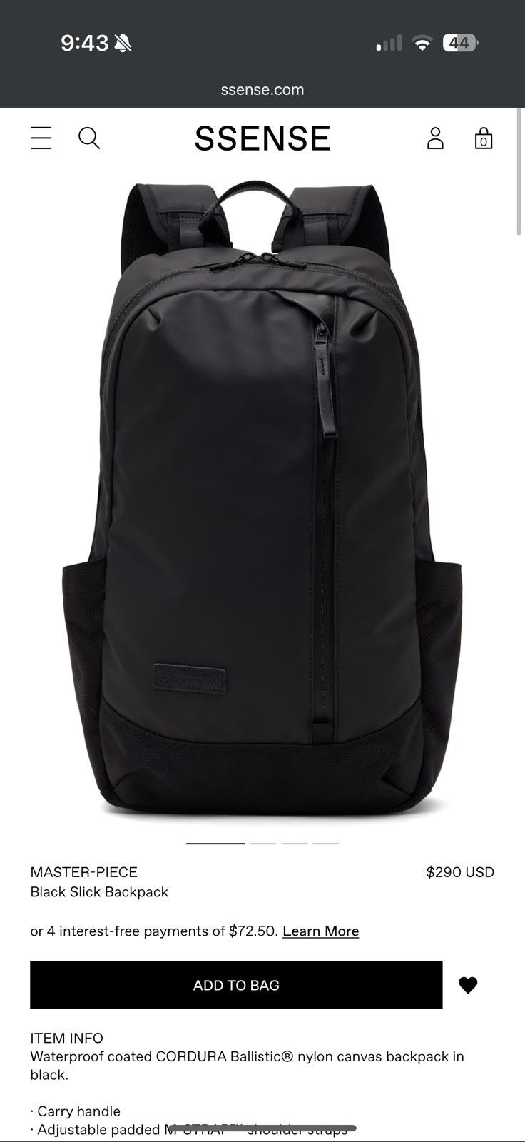MasterPiece MASTER-PIECE Japan 'Slick' Backpack - CORDURA Nylon/Leather Size ONE SIZE - 3 Thumbnail