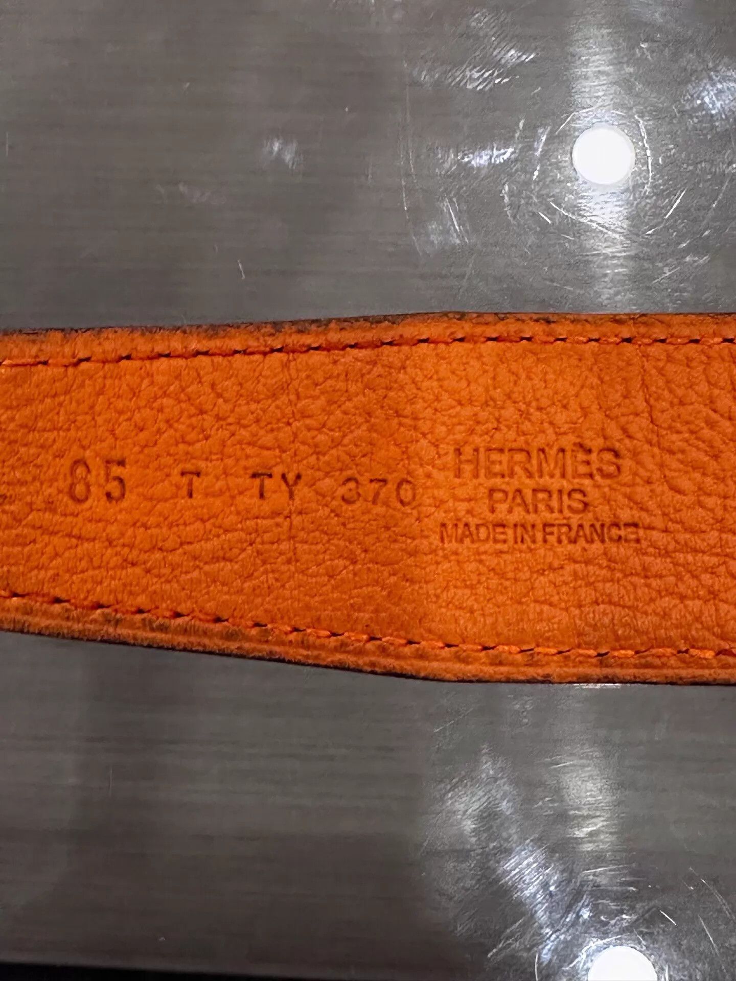 Hermes Hermes Black & Orange H-Buckle Silver Belt 3.2cm 85 T 99 New Size ONE SIZE - 8 Thumbnail