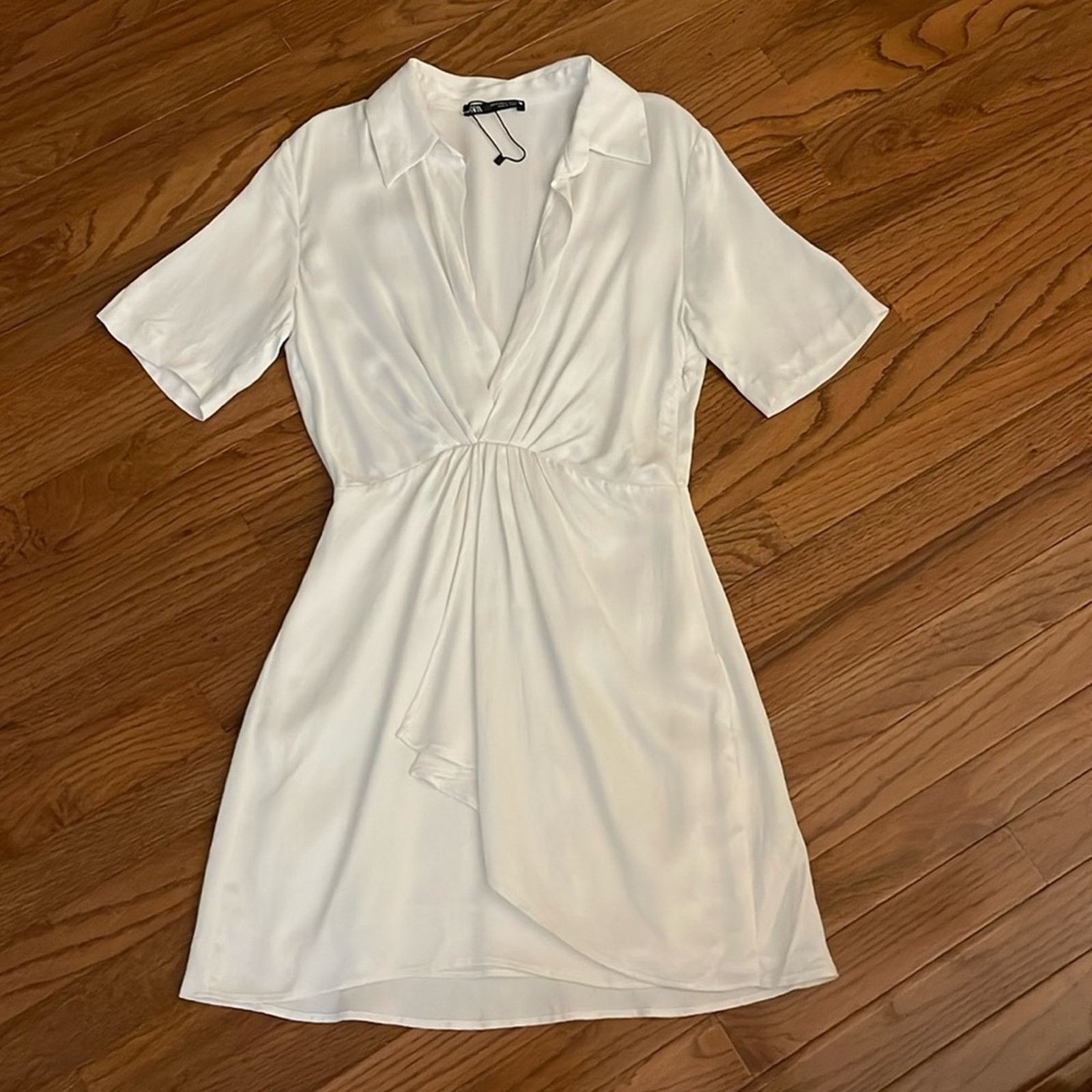 Zara Zara White Satin Effect Mini Dress New Size XS Size XS / US 0-2 / IT 36-38 - 3 Thumbnail