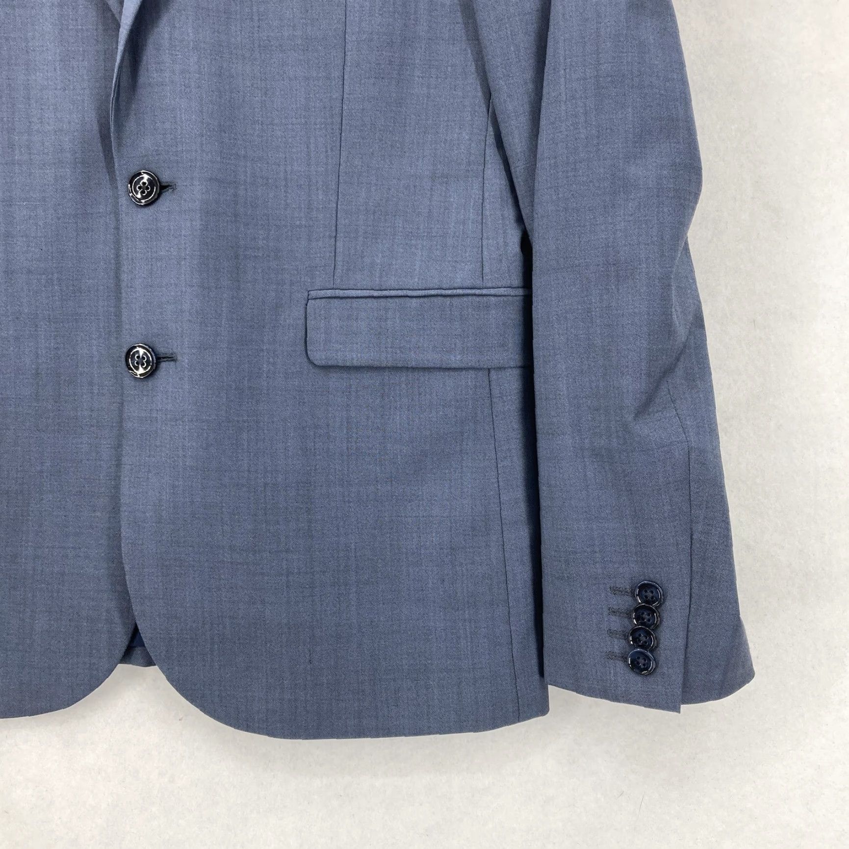 Express Express Mens Suit Jacket 40R Navy Extra Slim Two Button Wool Blend Modern Business Blazer Jacket Notch Lapel WomenS? Size 40R - 3 Thumbnail
