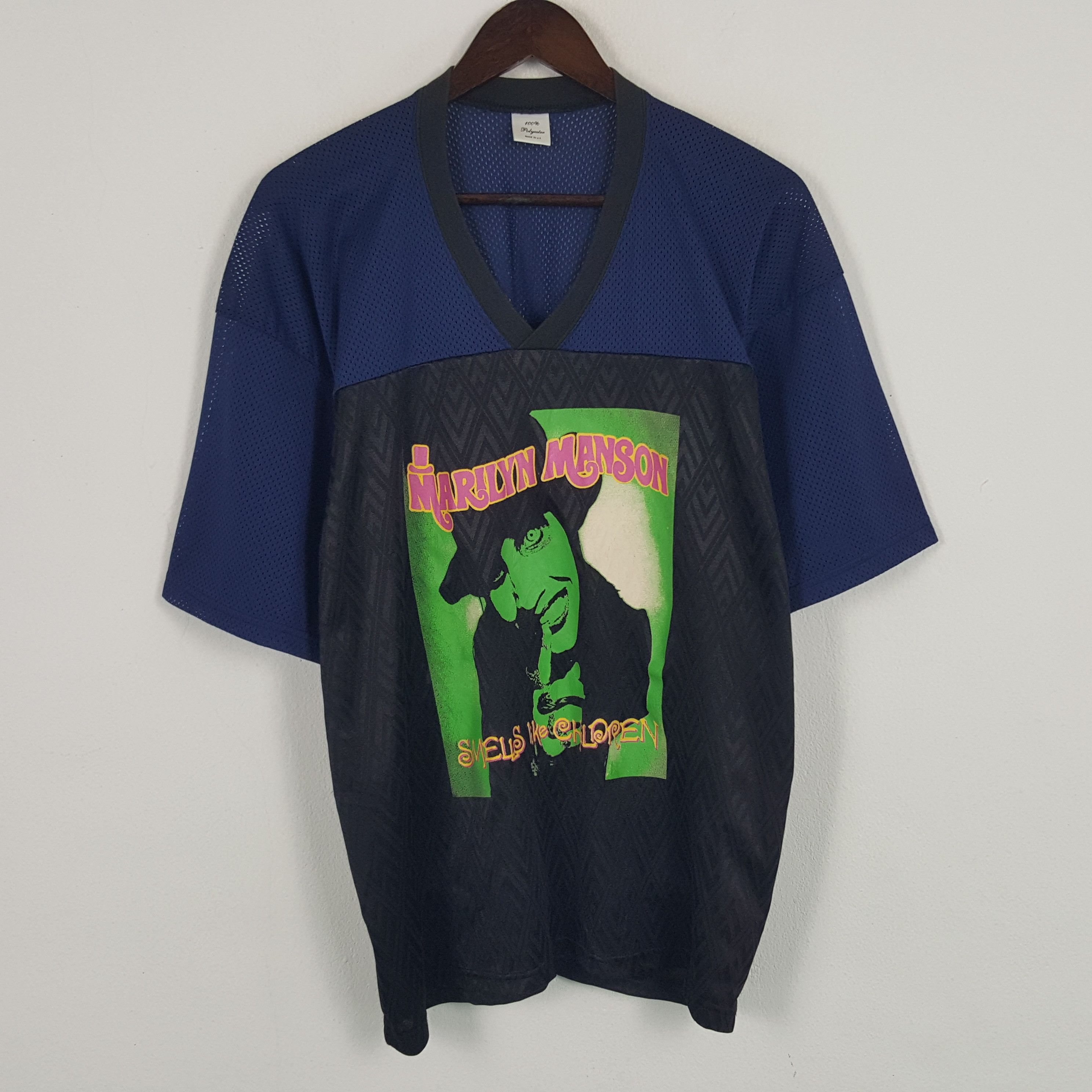 Marilyn Manson × Vintage Vintage Marilyn Manson Rugby Jersey Style Size US L / EU 52-54 / 3 - 1 Thumbnail