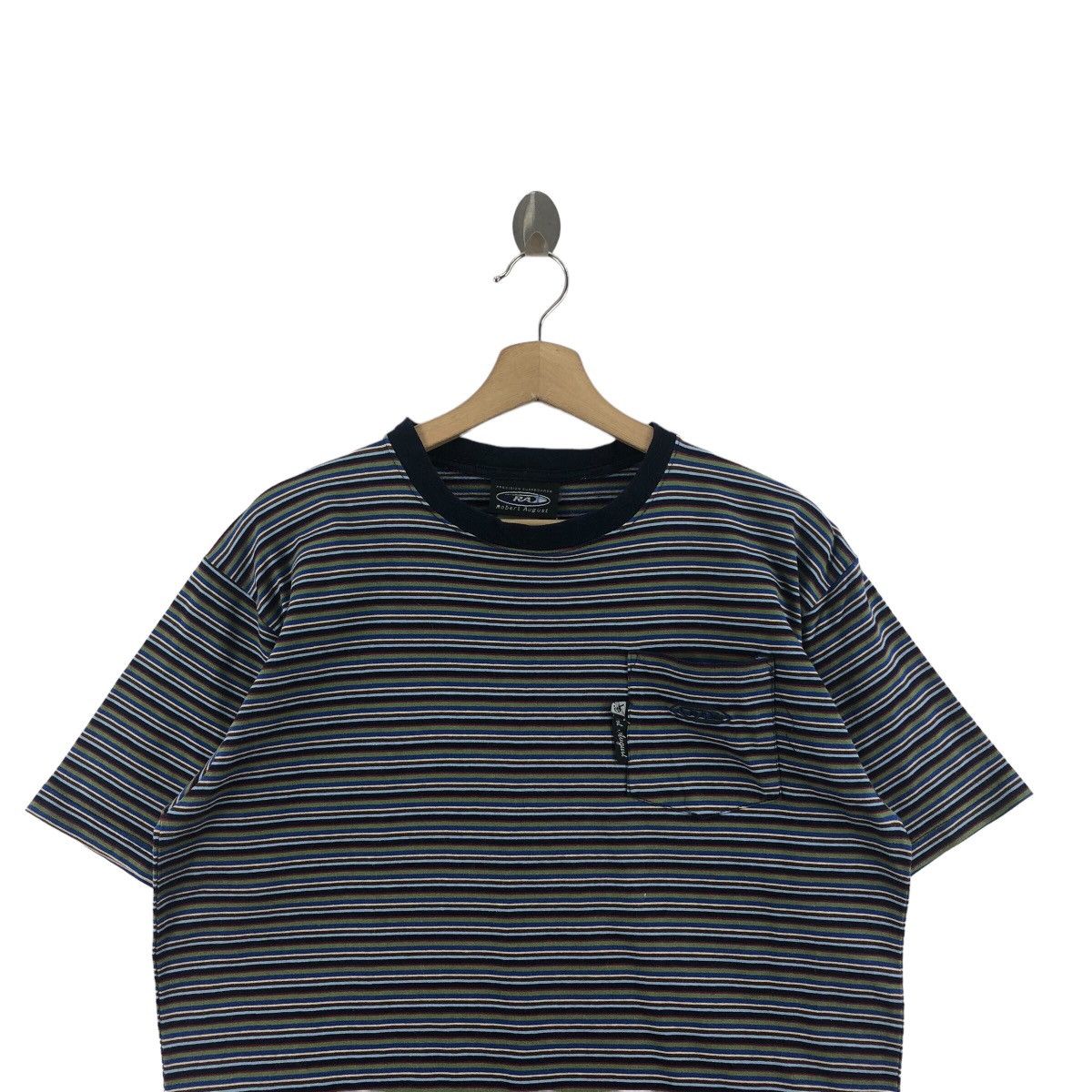 Vintage Pick!! Vtg 90's ROBERT AUGUST Surfing Stripe Pocket Tshirt Size US L / EU 52-54 / 3 - 3 Thumbnail