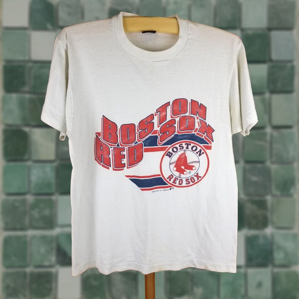 MLB VINTAGE BOSTON RED SOX MLB T-SHIRT LARGE WHITE PAPER THIN SINGLE STITCH 89' Size US L / EU 52-54 / 3 - 1 Thumbnail