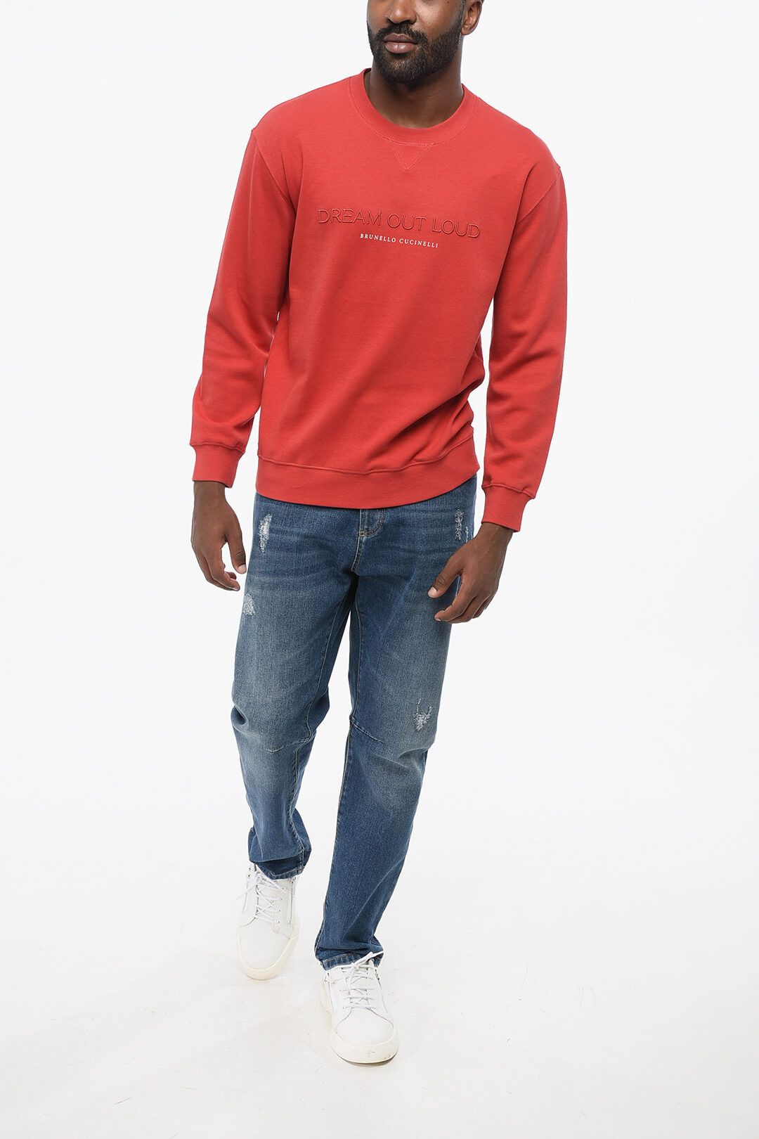 Brunello Cucinelli og1mm0725 Crewneck Cotton Blend Sweatshirt in Red Size US S / EU 44-46 / 1 - 4 Thumbnail